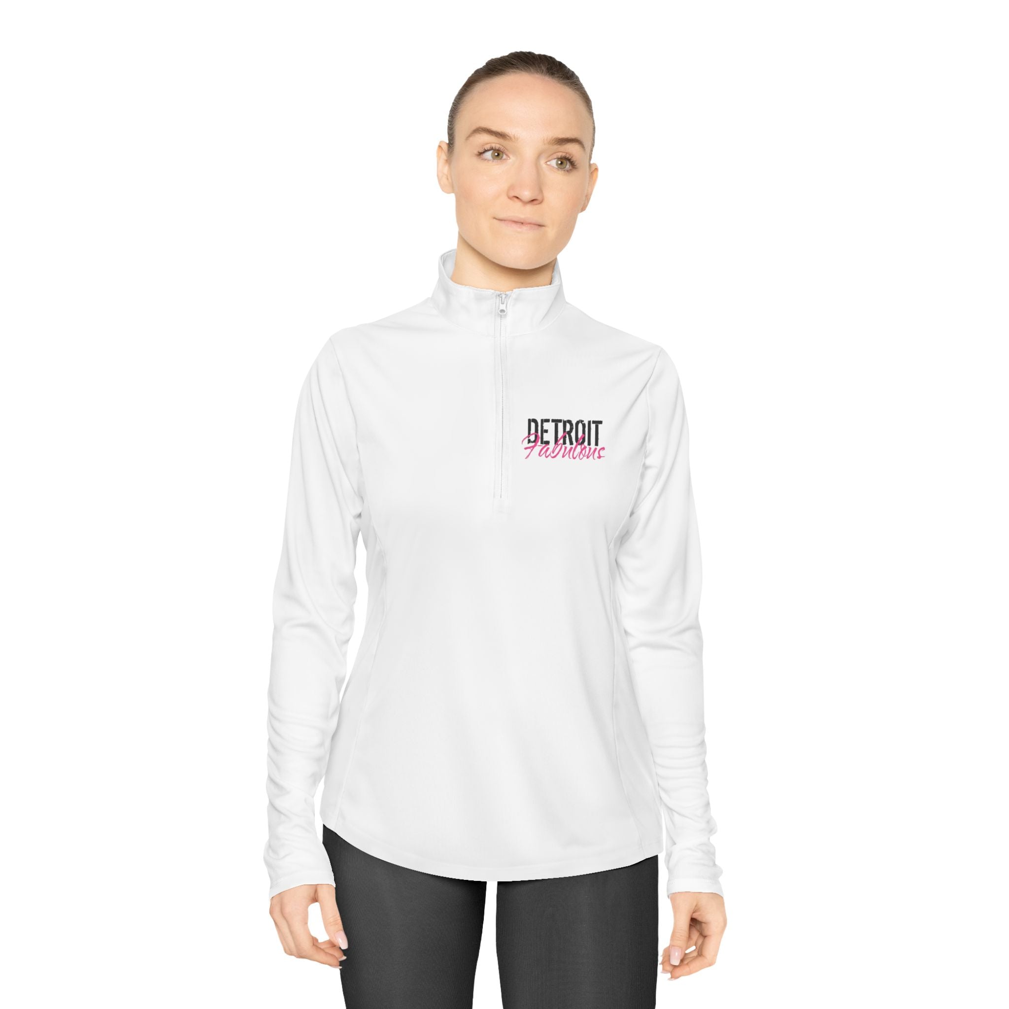 Detroit Fabulous Ladies Quarter-Zip Pullover - Front and Back Print - Tonyalicious Tees