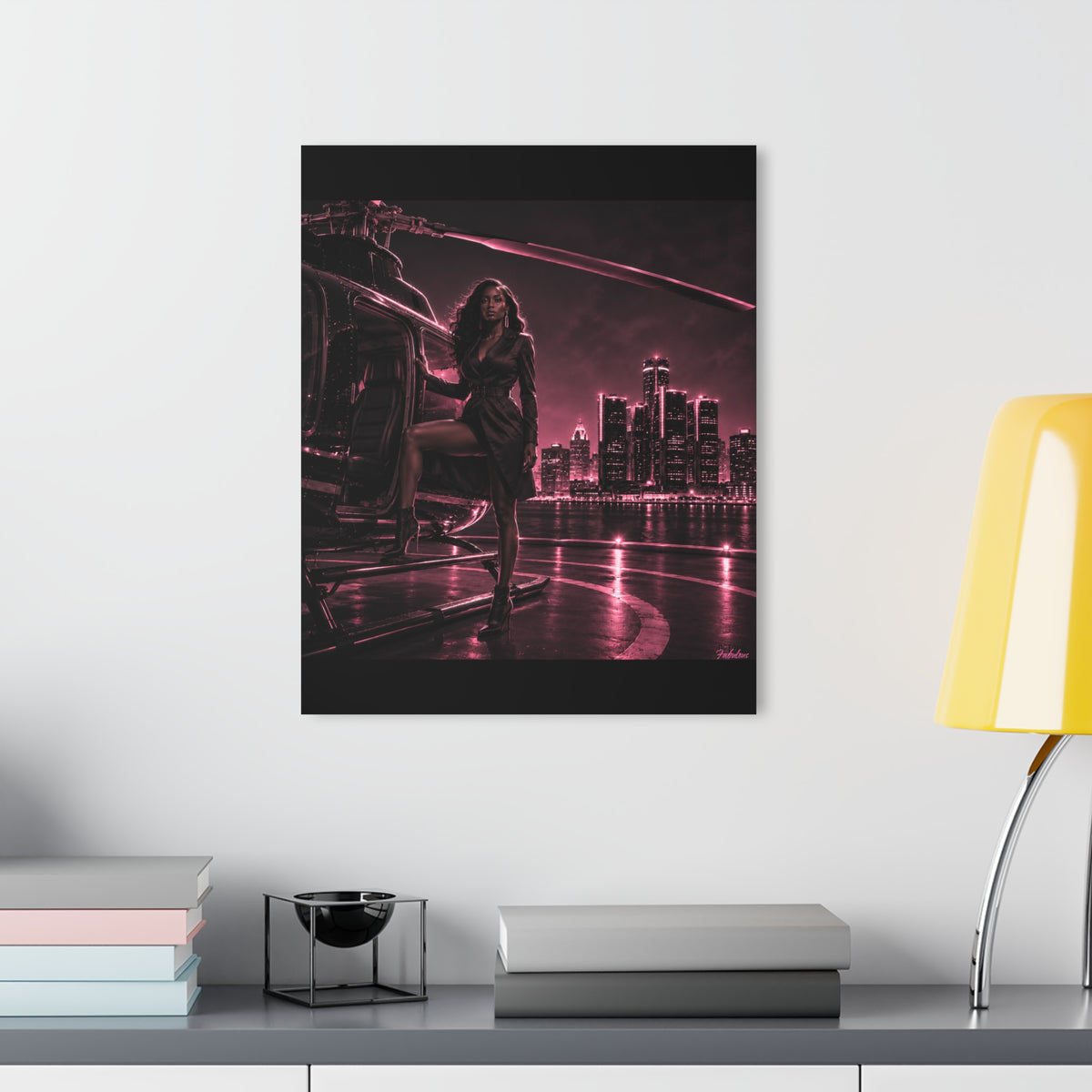 Detroit Fabulous Neon Nights Acrylic Art Series No. 5 - Detroit Flight Night