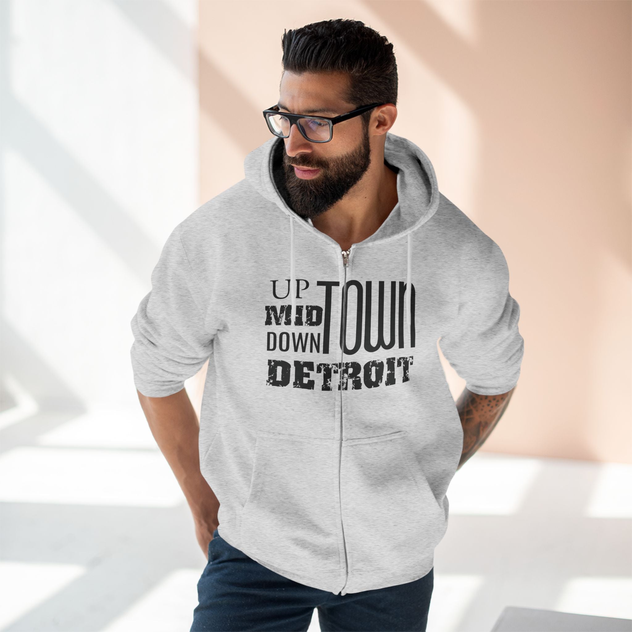 Up, Mid, Downtown Detroit Zip Up Hoodie