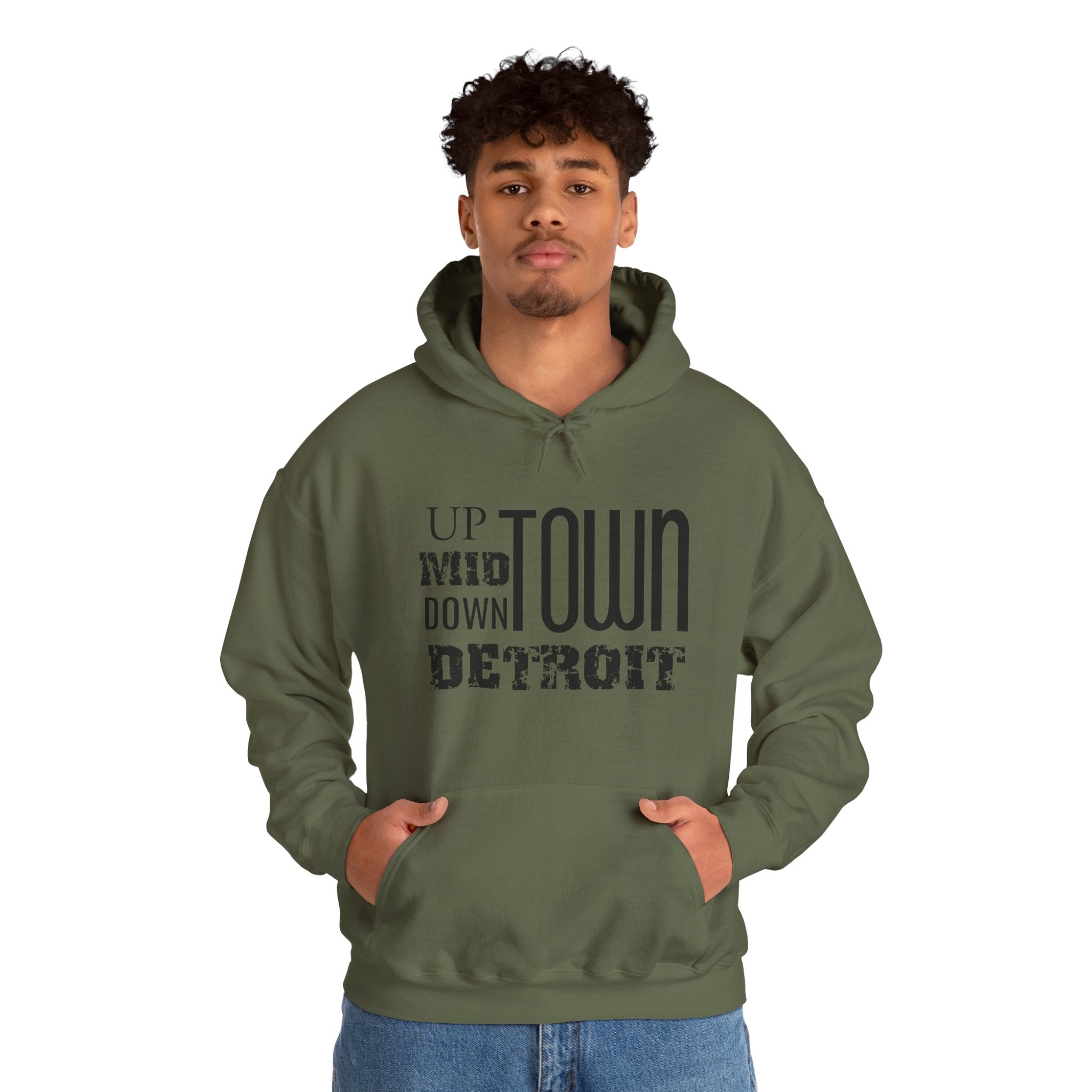 Up, Mid, Downtown Detroit Hoodie - Black Print