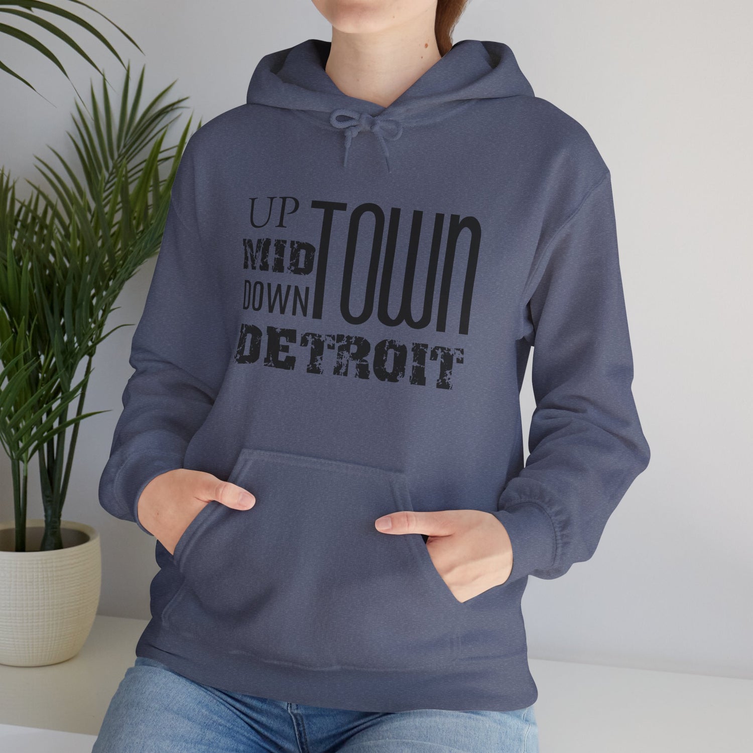 Up, Mid, Downtown Detroit Hoodie - Black Print