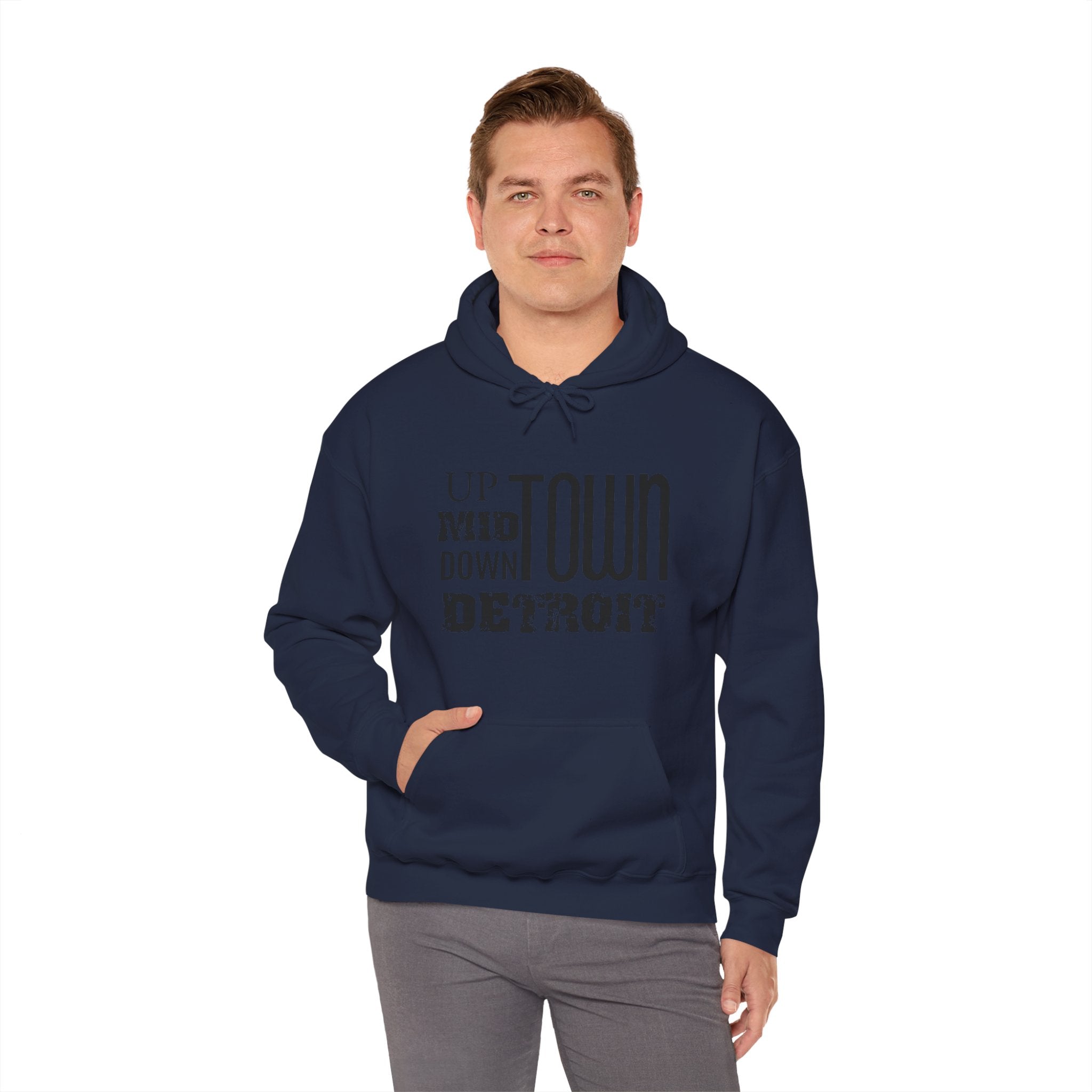 Up, Mid, Downtown Detroit Hoodie - Black Print
