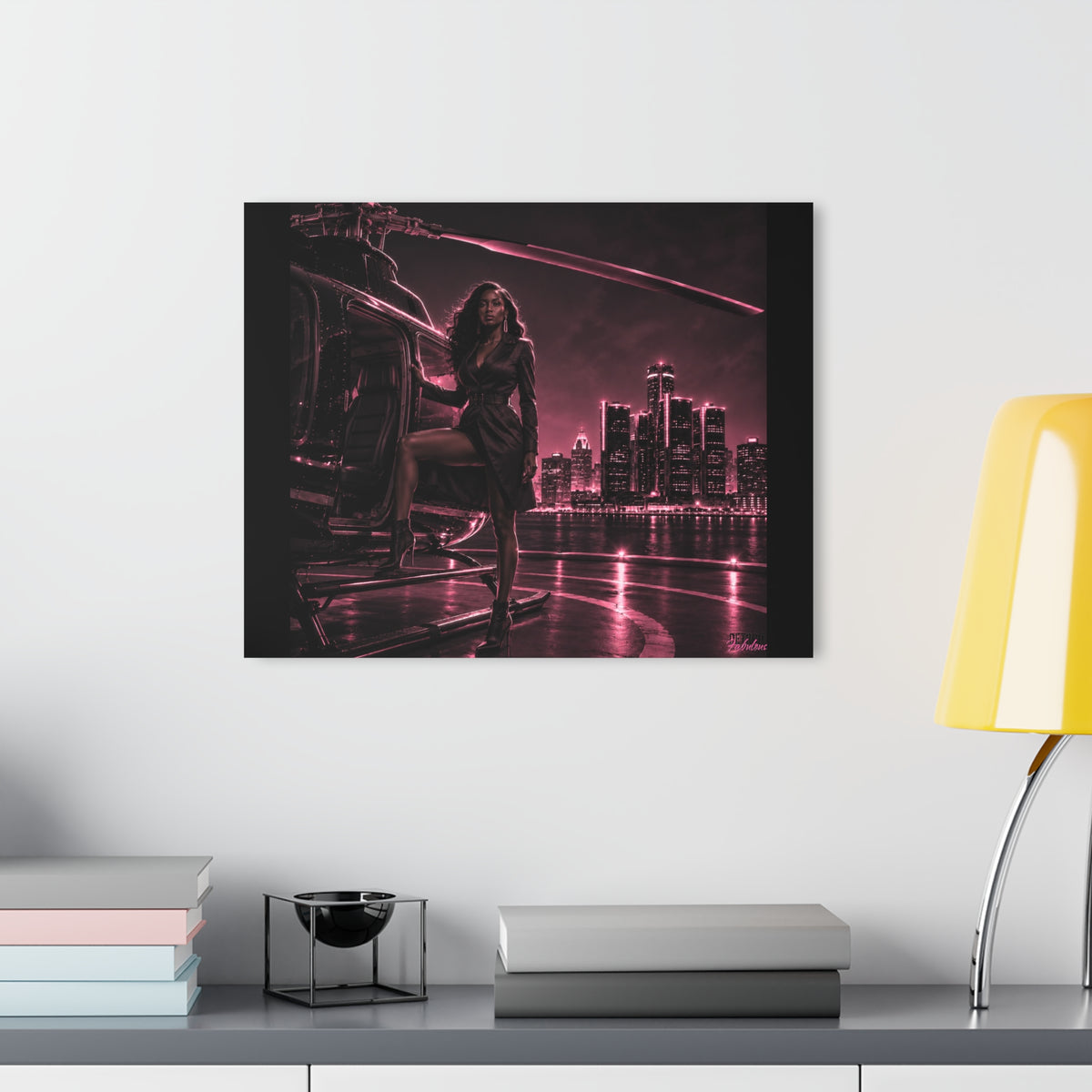 Detroit Fabulous Neon Nights Acrylic Art Series No. 5 - Detroit Flight Night