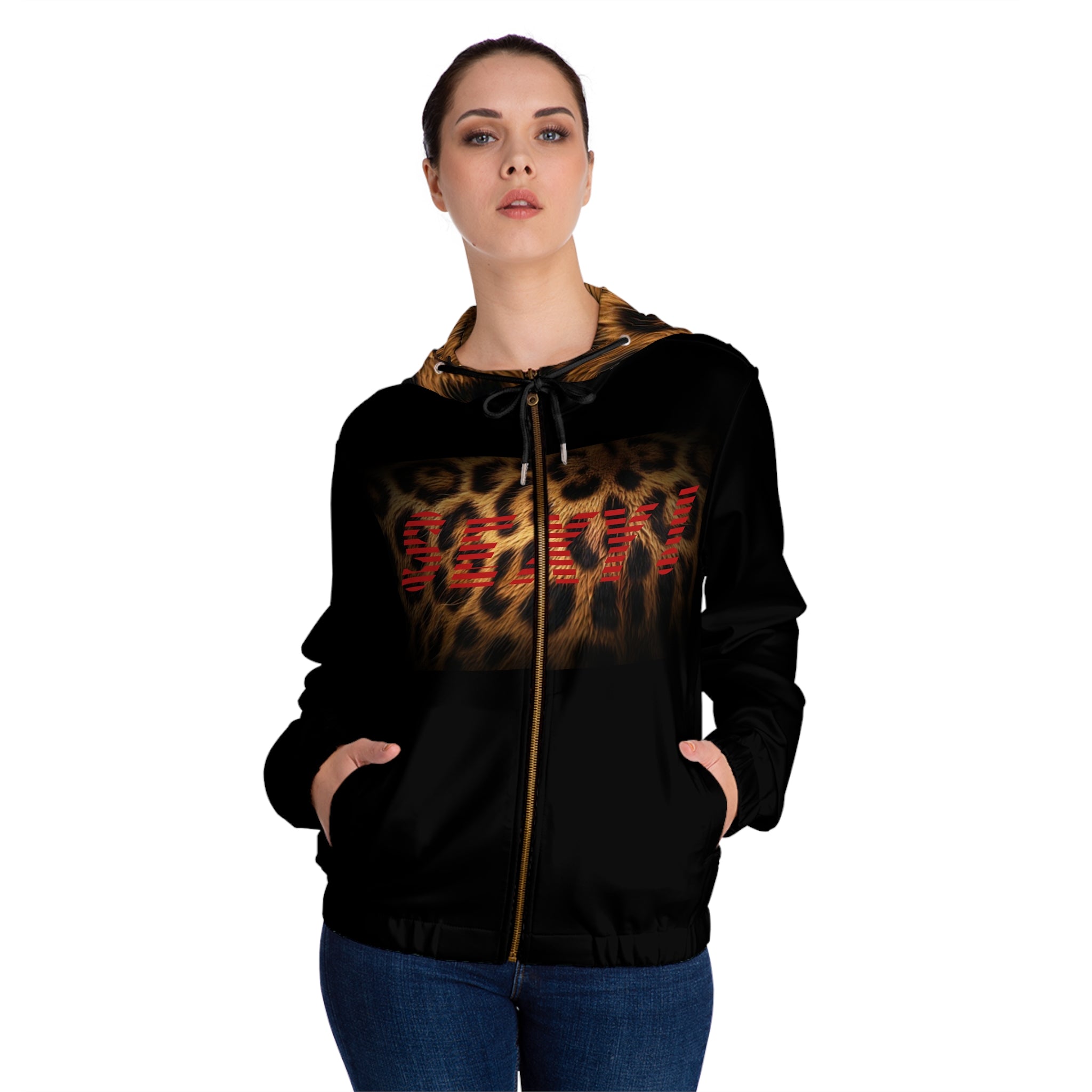 Sexy Leopard Print Zip Hoodie