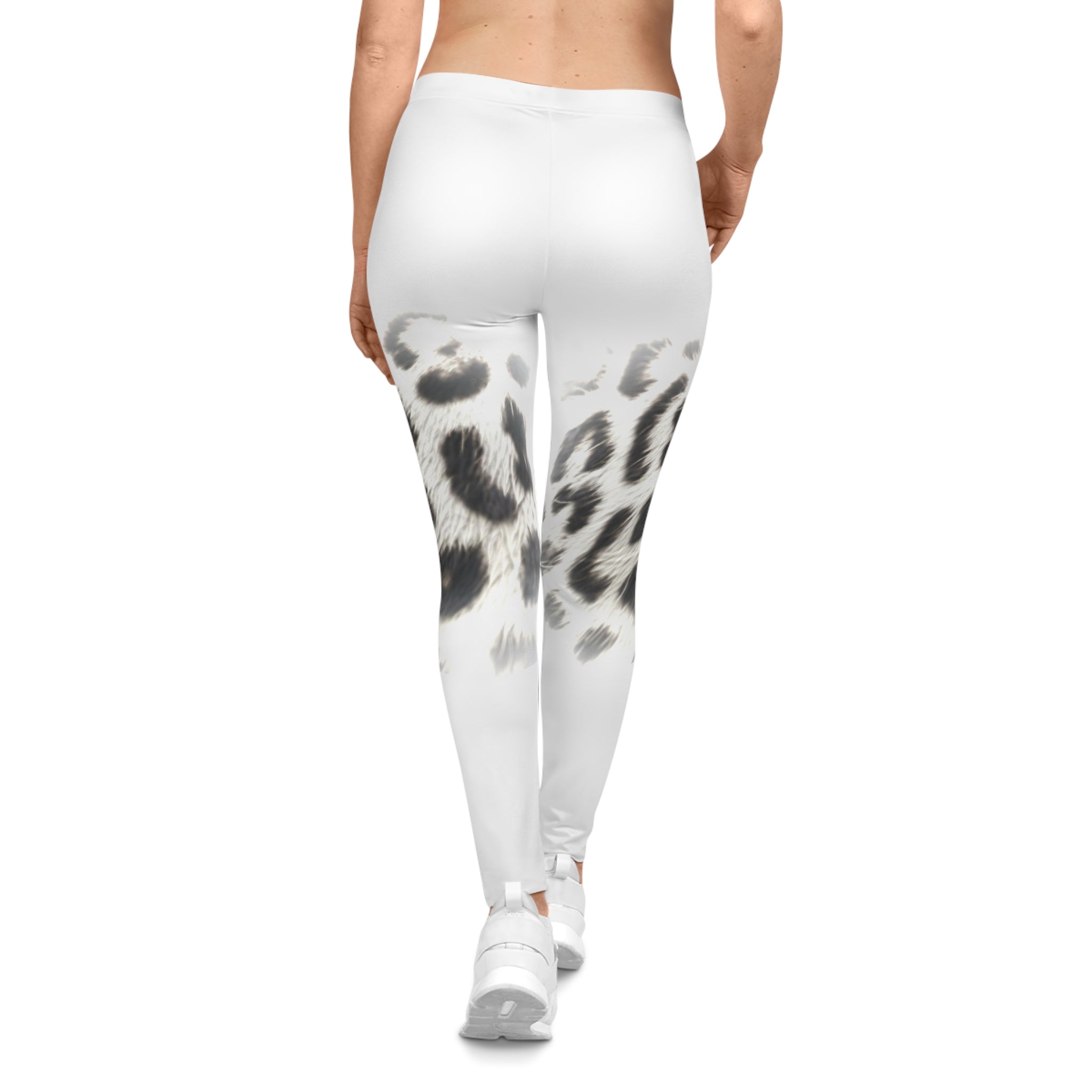 Snow Leopard Print White Leggings