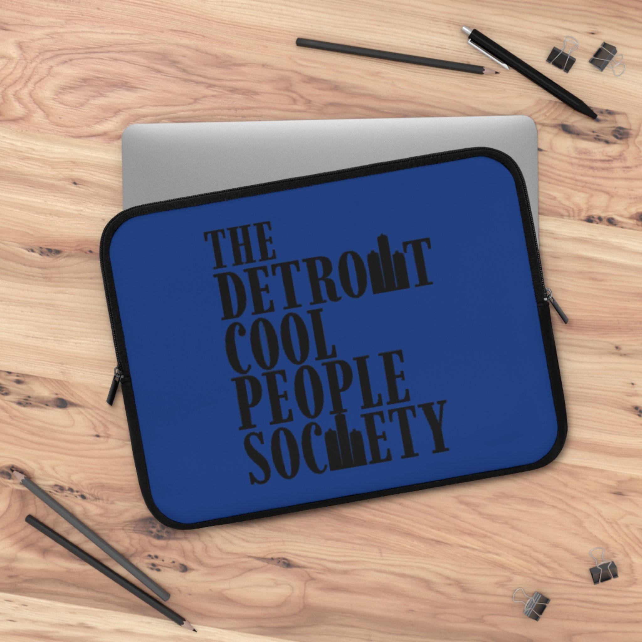The Detroit Cool People Society Blue Laptop Sleeve