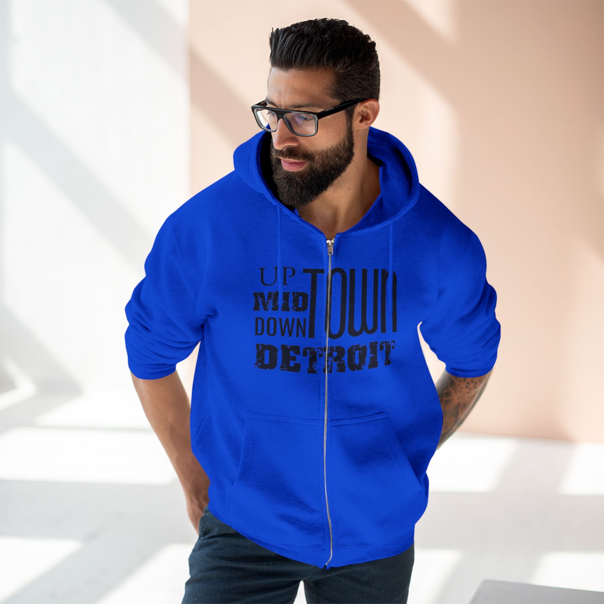 Up, Mid, Downtown Detroit Zip Up Hoodie - Tonyalicious Tees