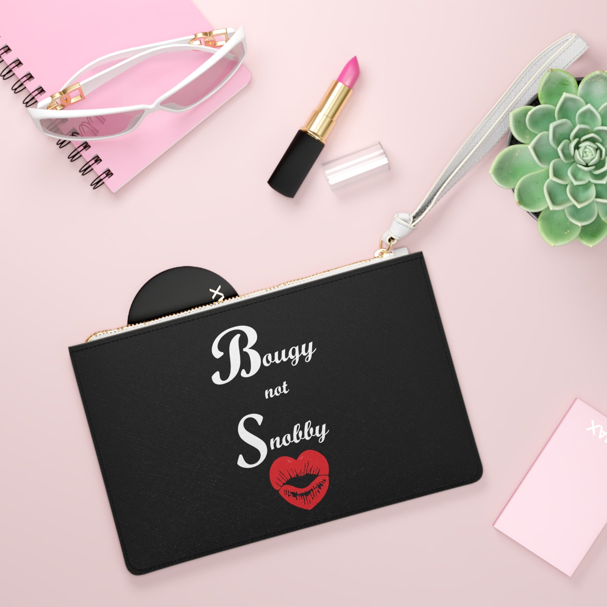 Bougy Not Snobby Black Clutch Bag Wristlet - Tonyalicious Tees