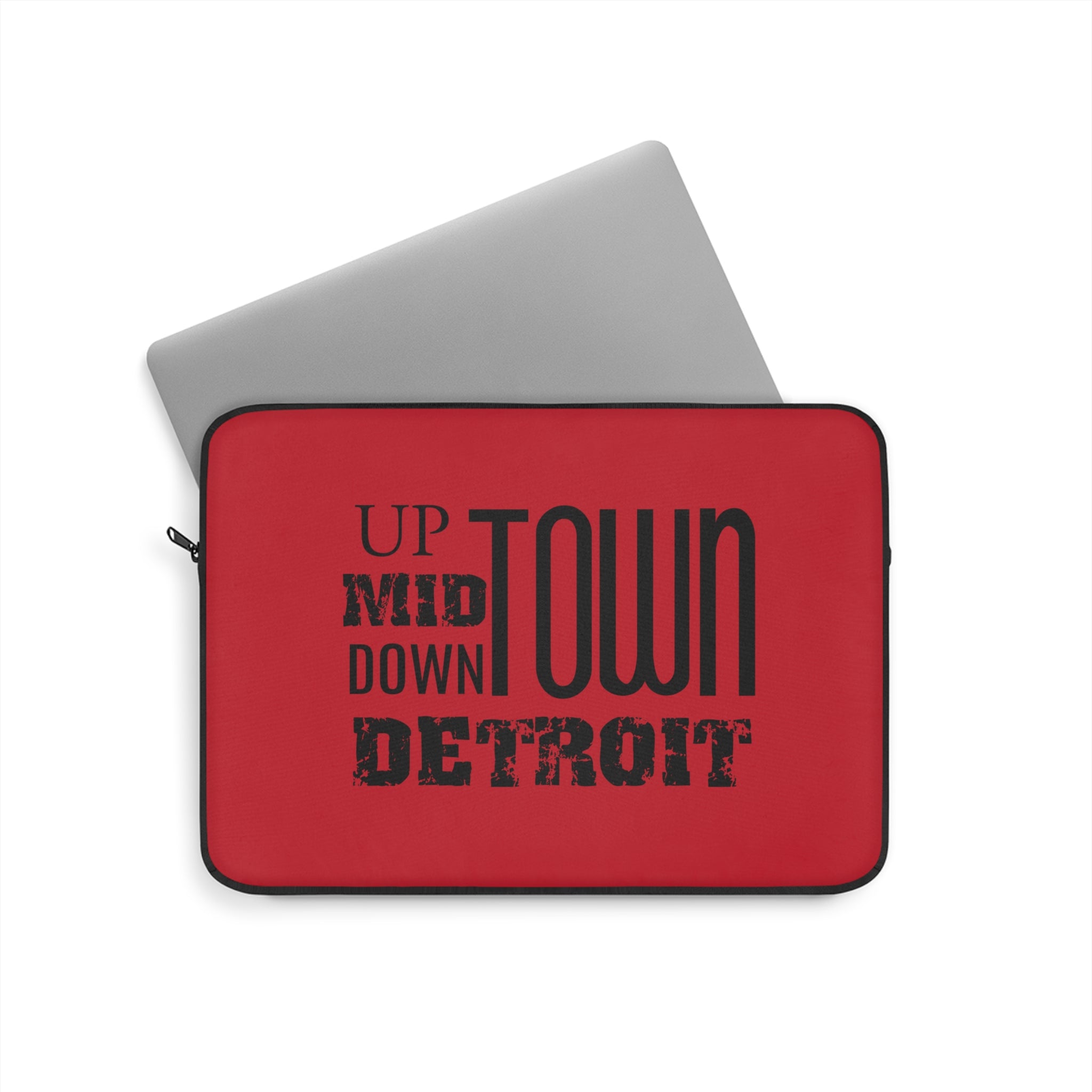 Up Mid Downtown Detroit Laptop Sleeve - Red - Tonyalicious Tees