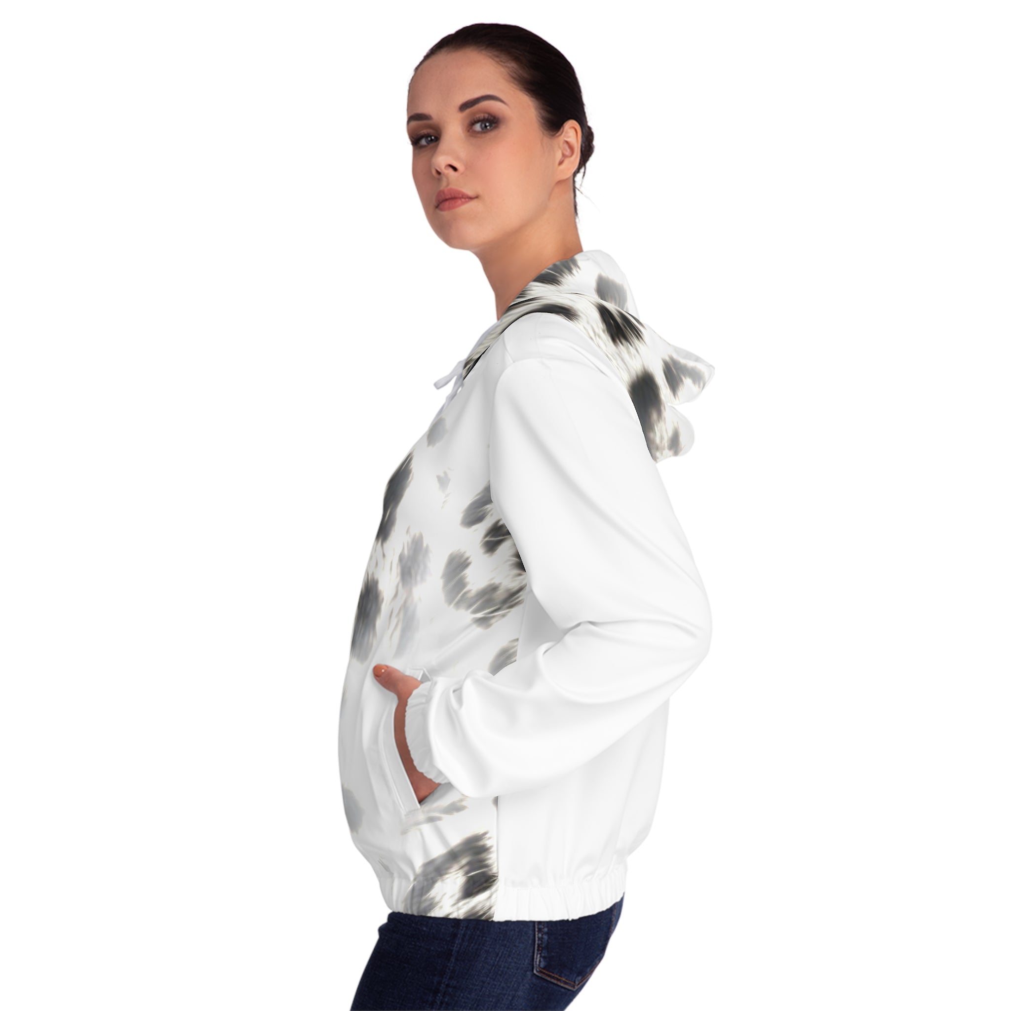 Snow Leopard Print Women’s Full-Zip Hoodie