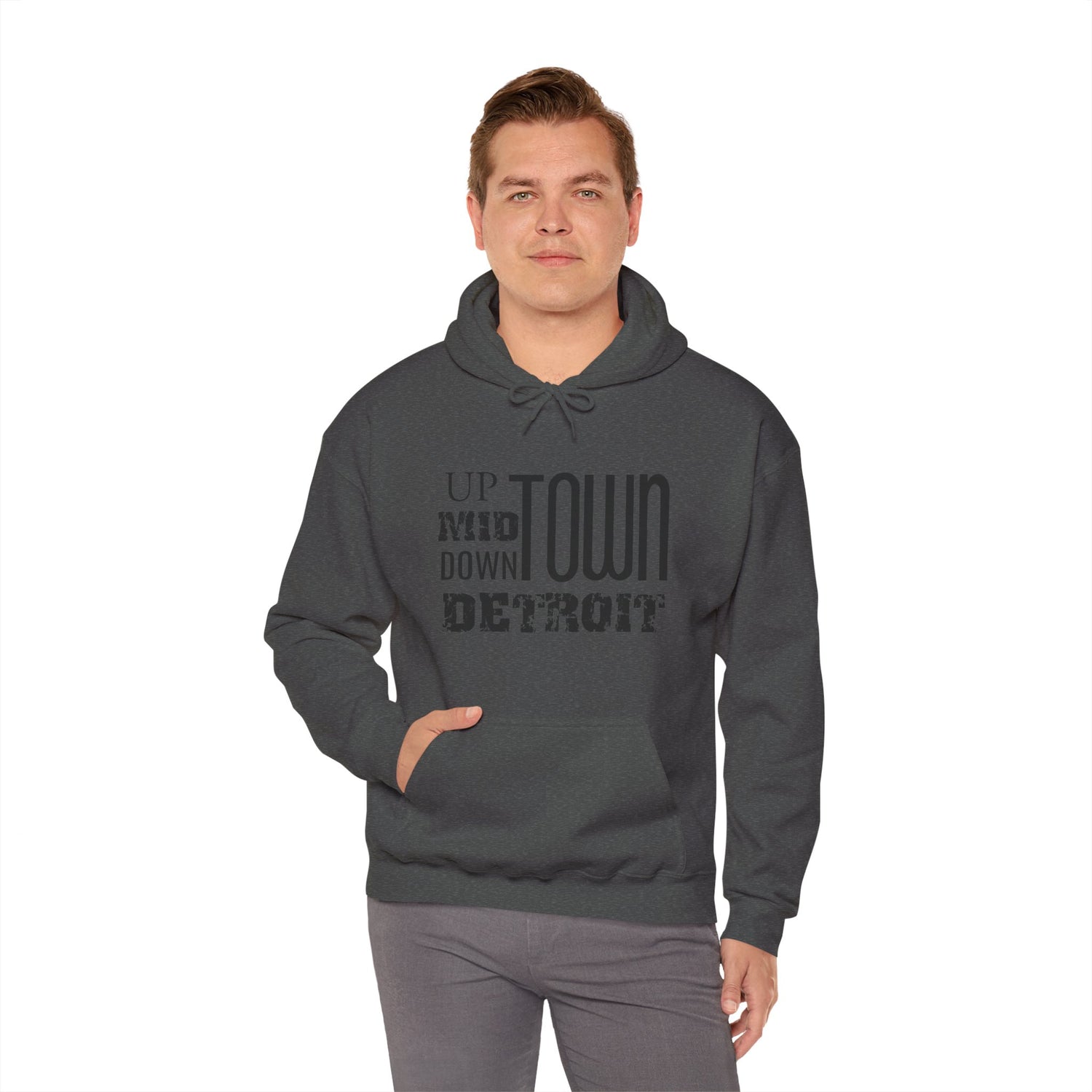 Up, Mid, Downtown Detroit Hoodie - Black Print