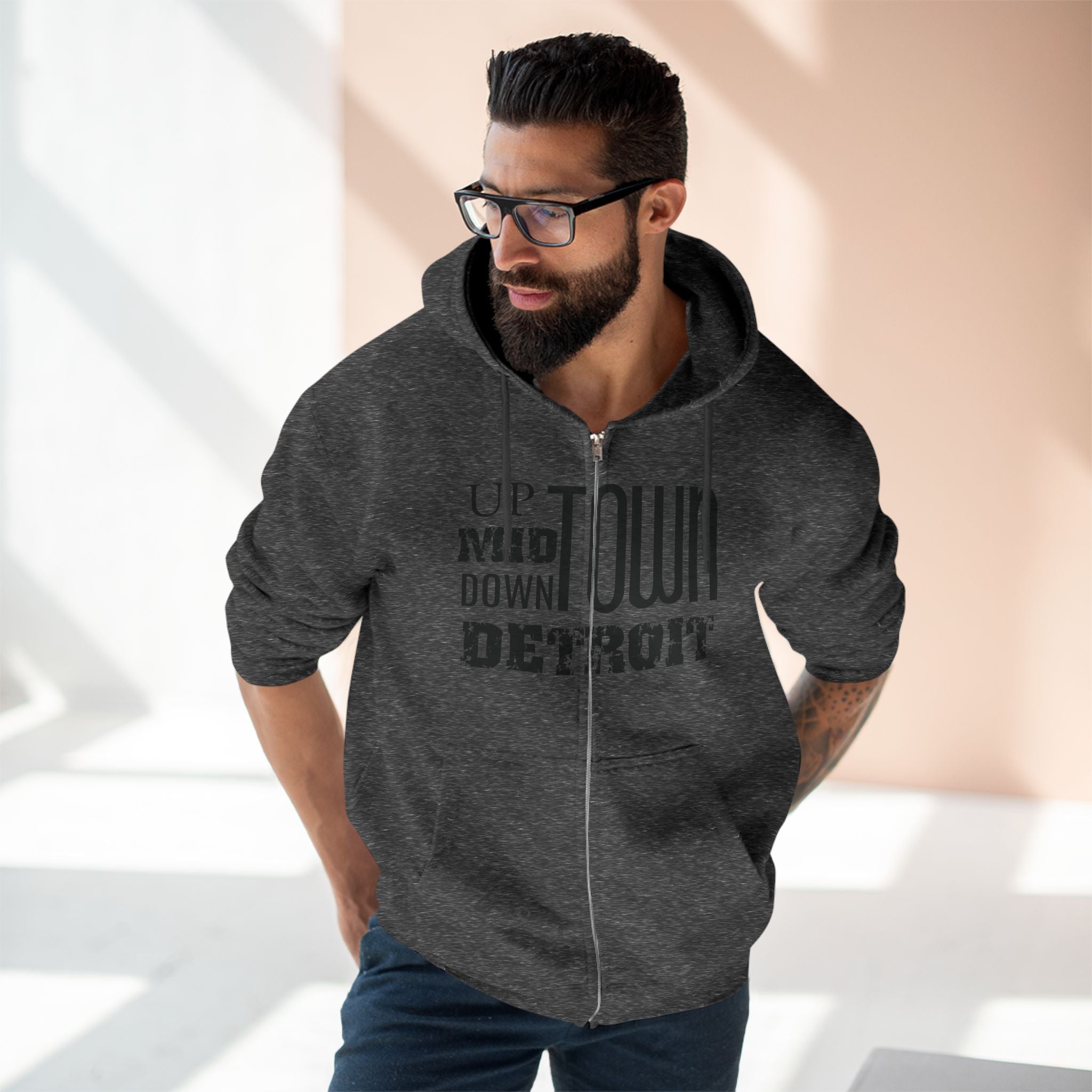 Up, Mid, Downtown Detroit Zip Up Hoodie
