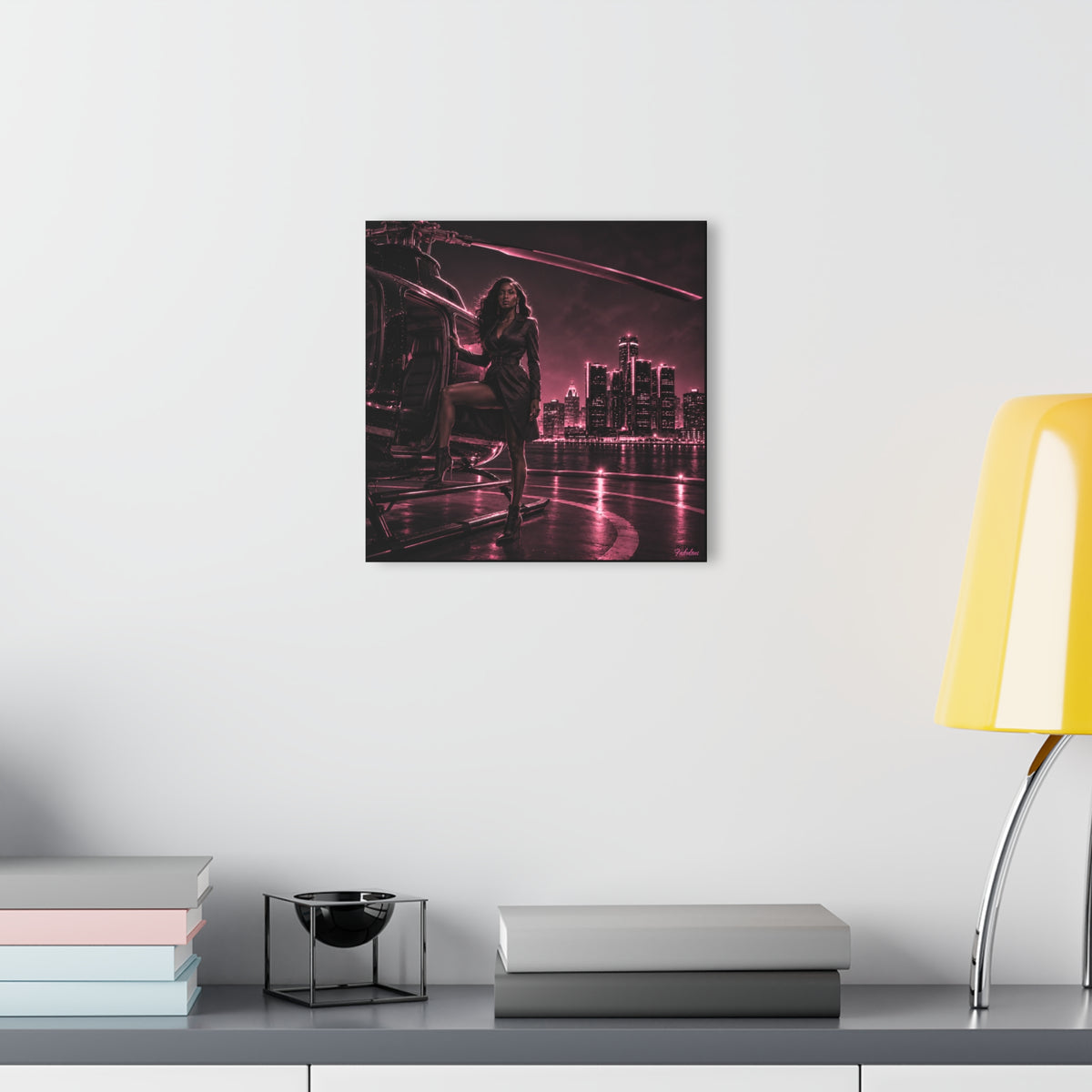 Detroit Fabulous Neon Nights Acrylic Art Series No. 5 - Detroit Flight Night