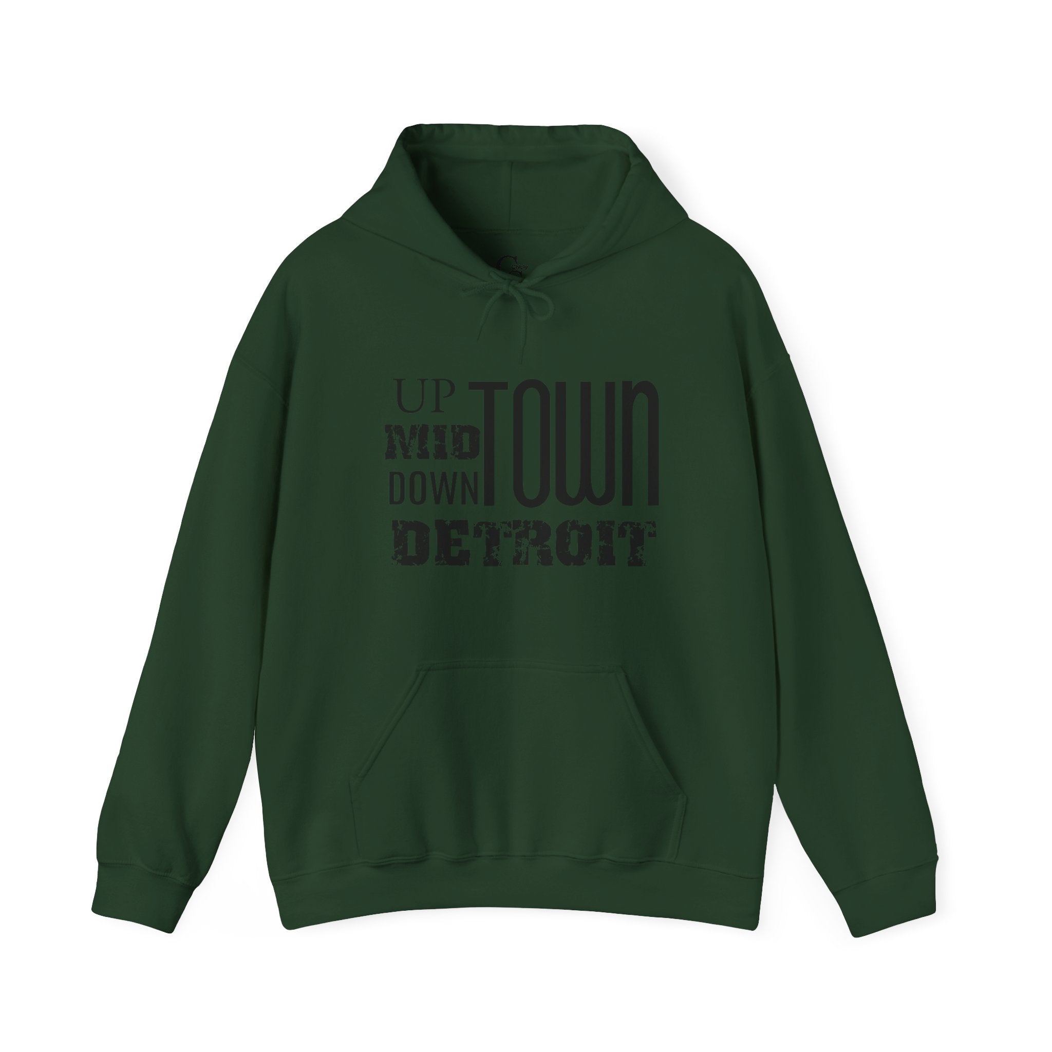 Up, Mid, Downtown Detroit Hoodie - Black Print