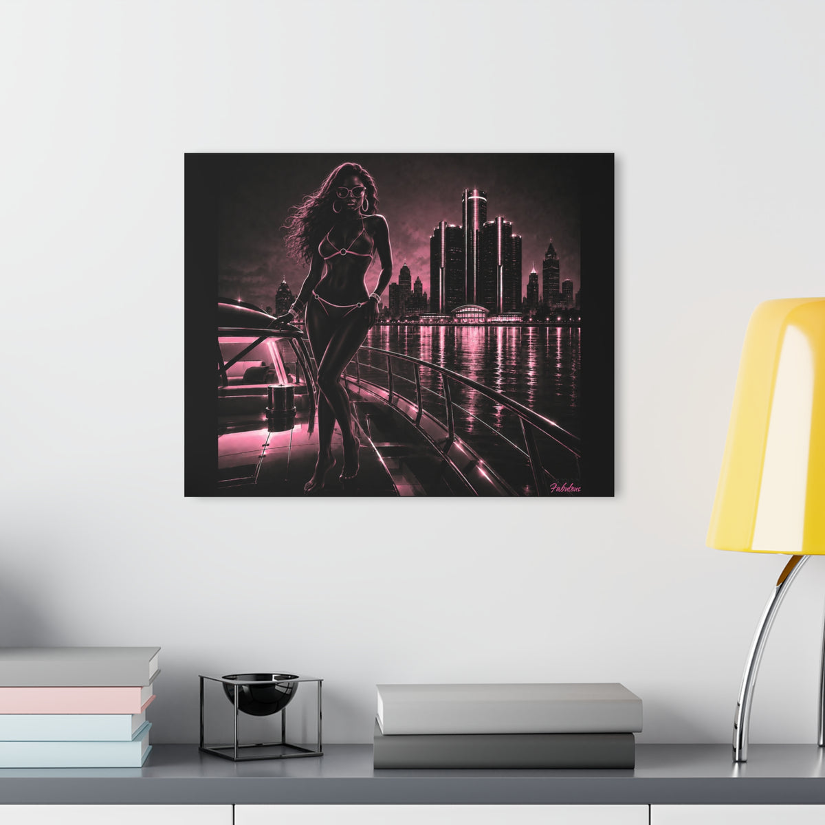 Detroit Fabulous Neon Nights Acrylic Art Series No. 4 - Riverfront Indulgence
