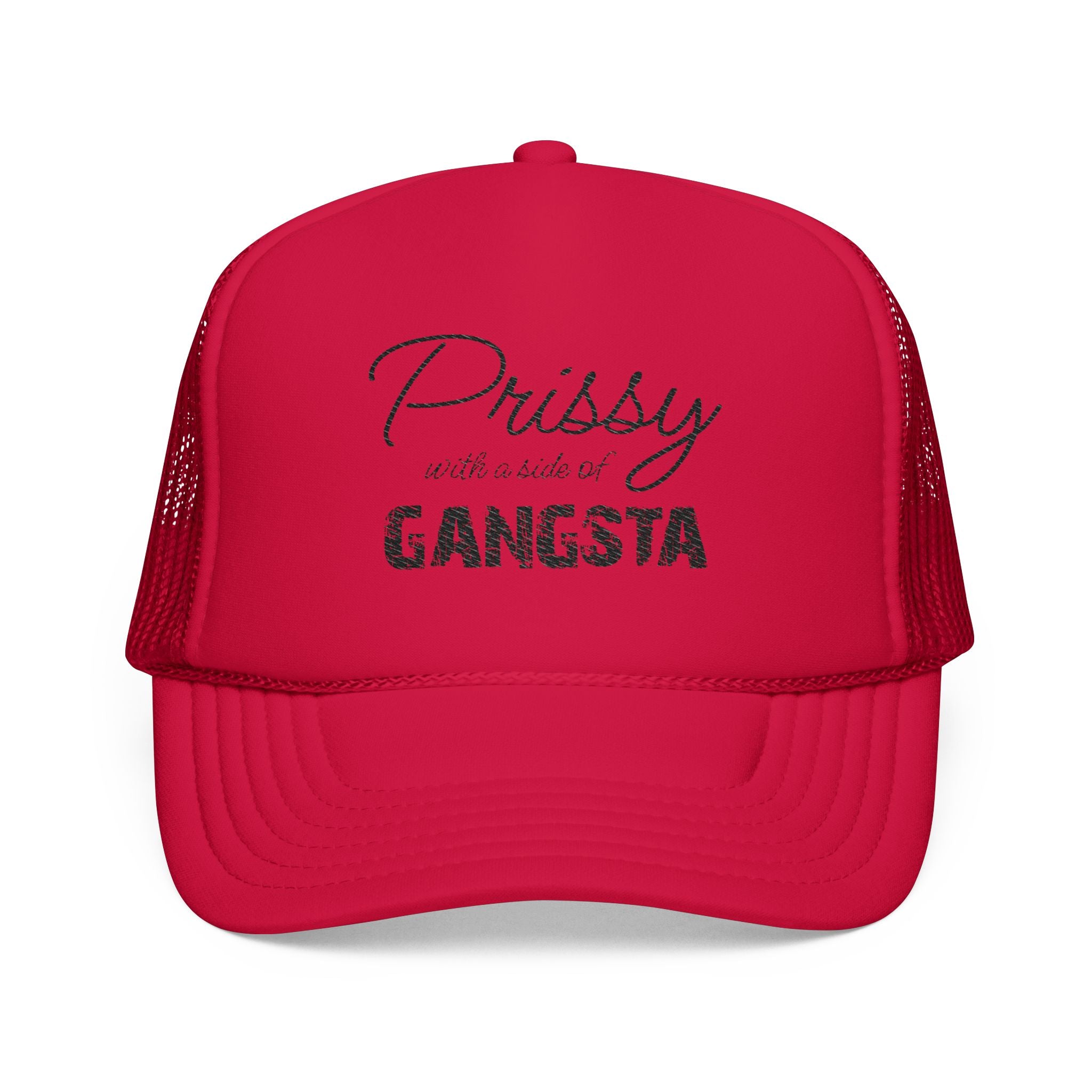 Prissy with a Side of Gangsta Mesh Cap -Black Print - Tonyalicious Tees