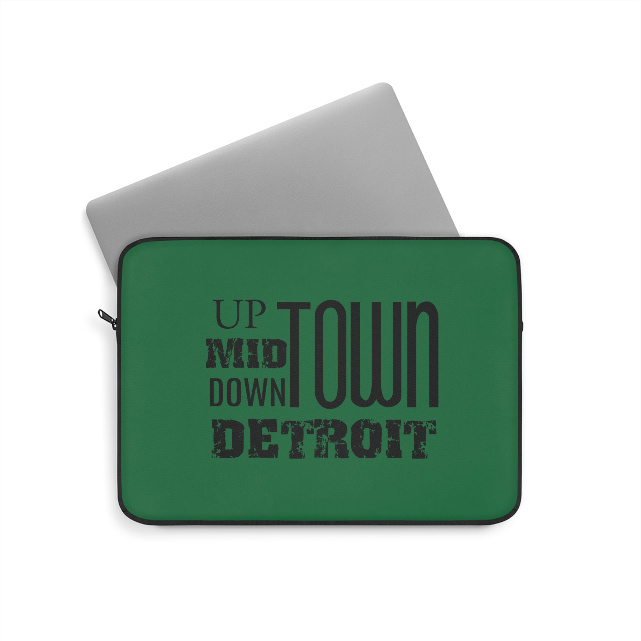 Up Mid Downtown Detroit Laptop Sleeve - Green - Tonyalicious Tees