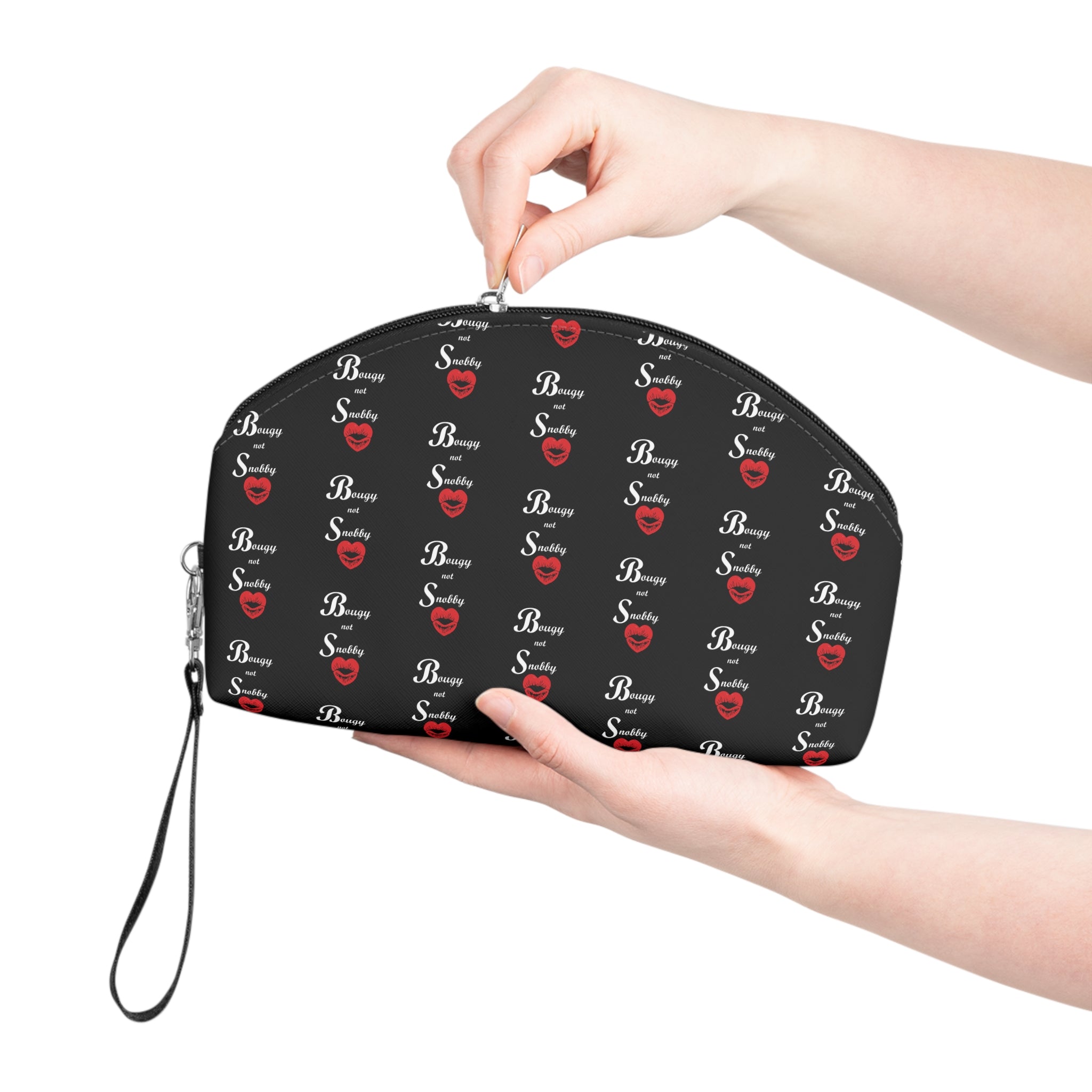 Bougy not Snobby Black Monogram Makeup Bag with Wristlet - Tonyalicious Tees