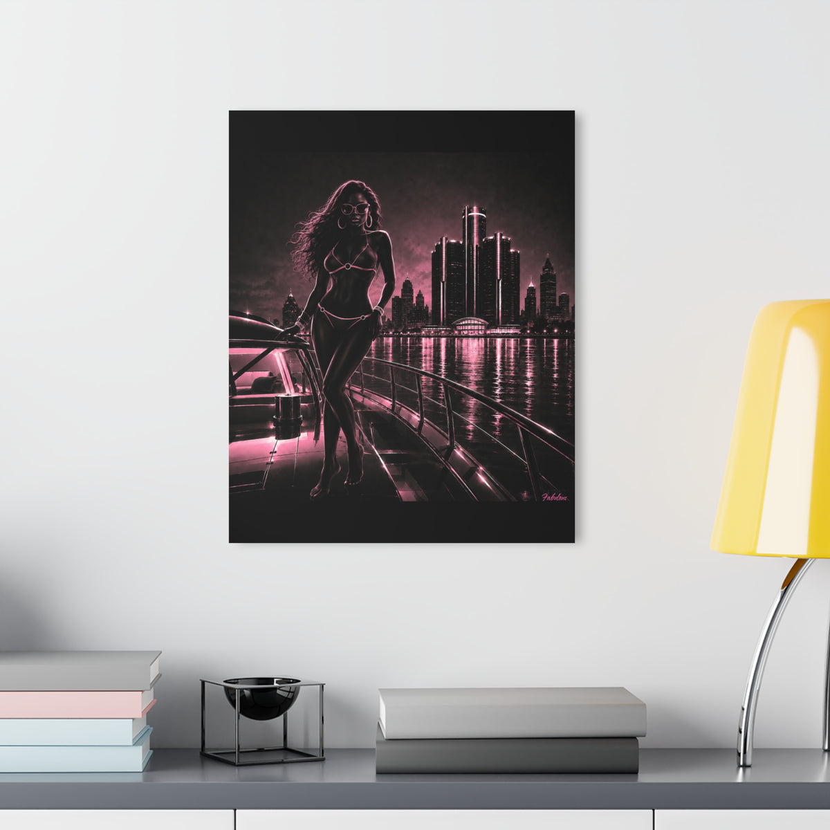 Detroit Fabulous Neon Nights Acrylic Art Series No. 4 - Riverfront Indulgence