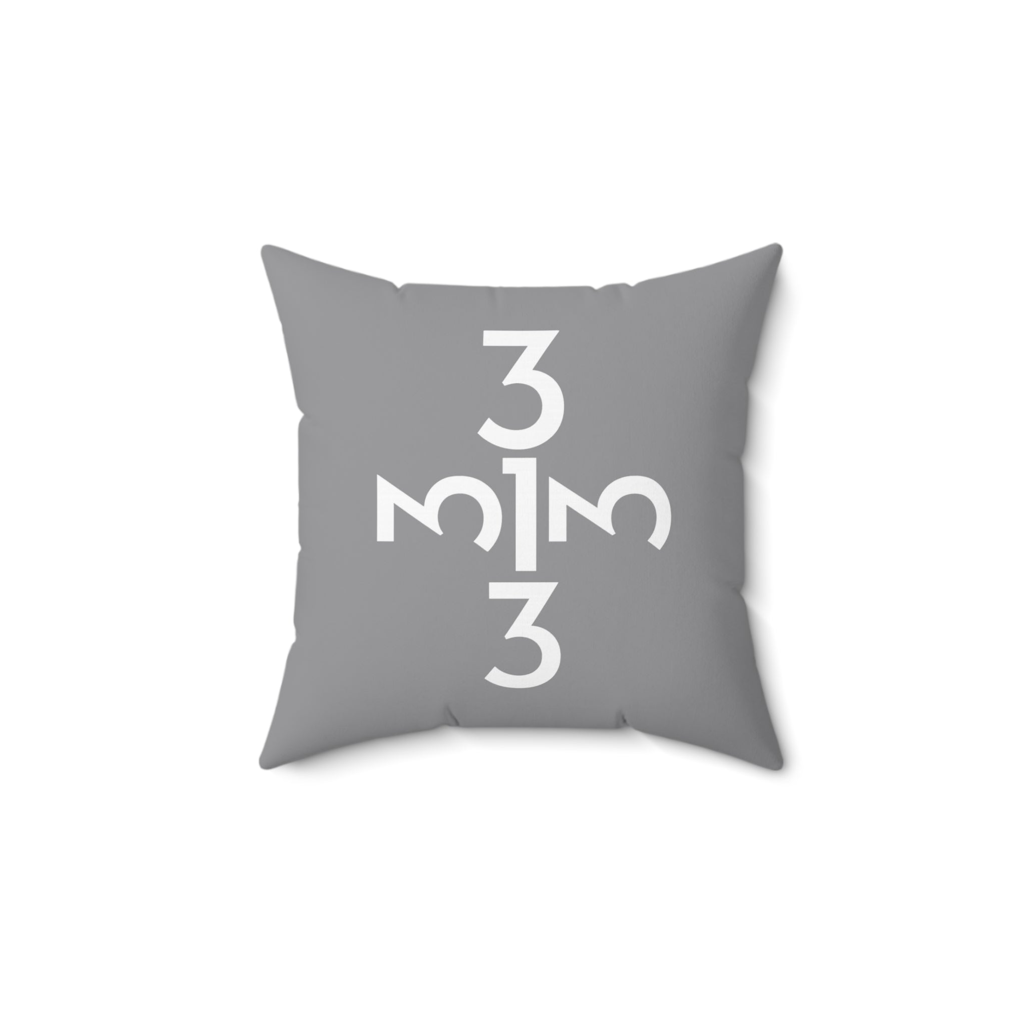 Twisted 313 Square Pillow — Gray