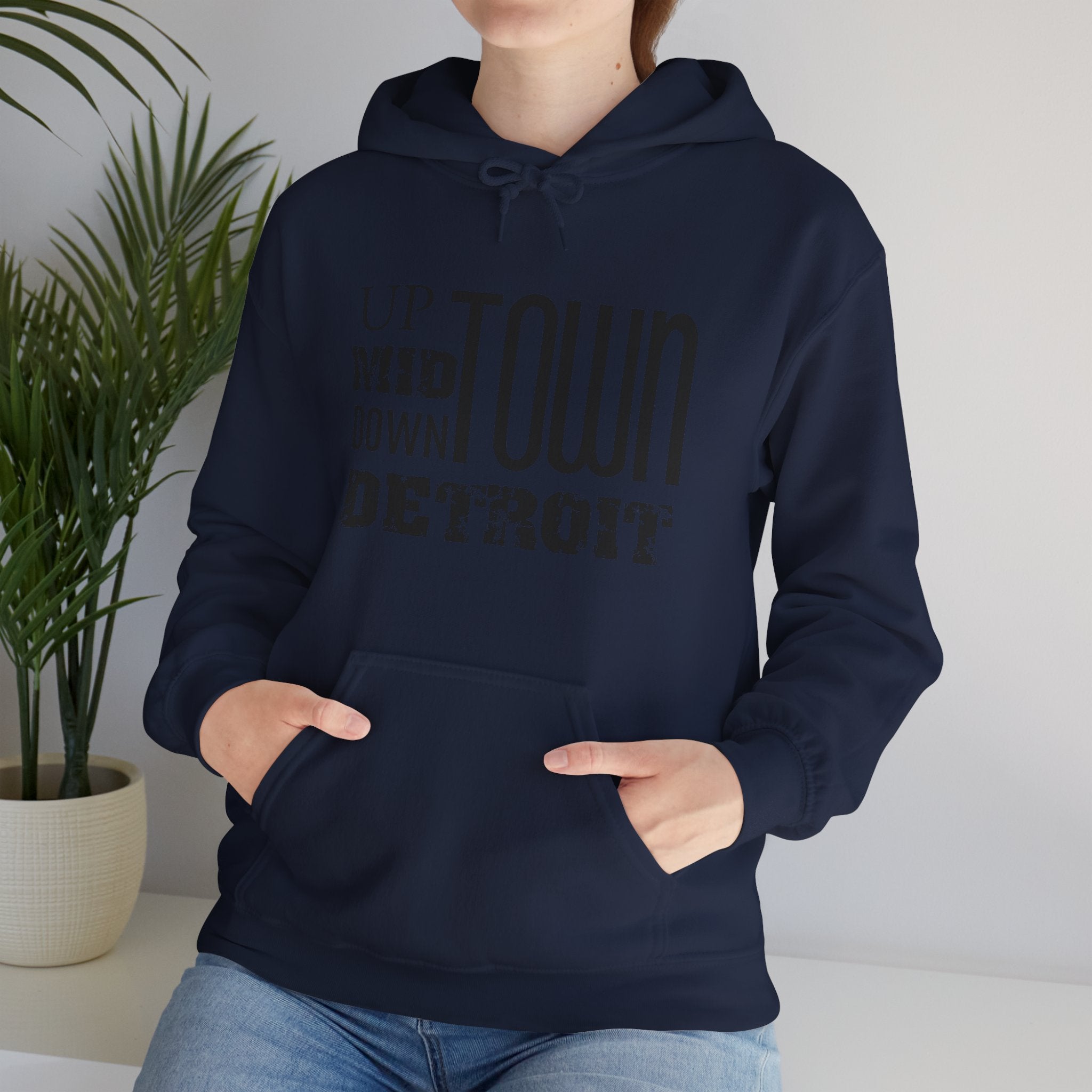 Up, Mid, Downtown Detroit Hoodie - Black Print