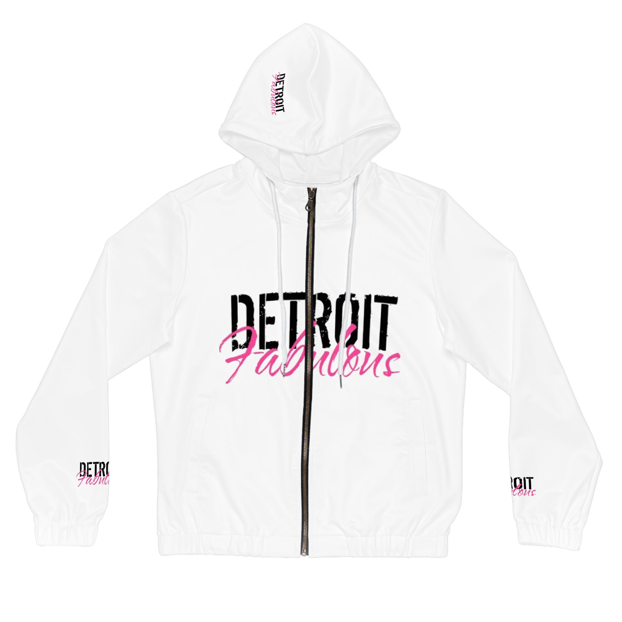 Detroit Fabulous White Lightweight Zip Hoodie - Tonyalicious Tees