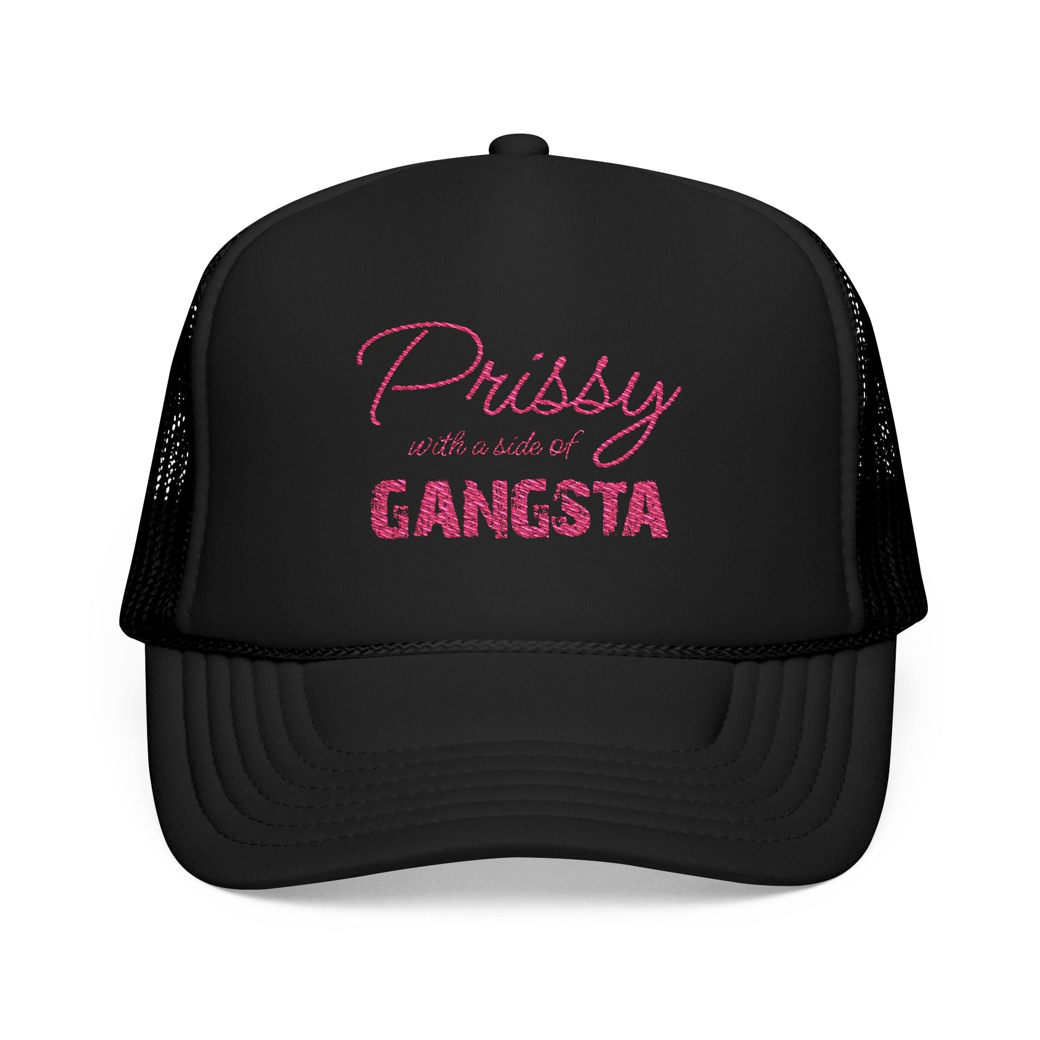 Prissy with a Side of Gangsta Mesh Cap - Pink Print - Tonyalicious Tees