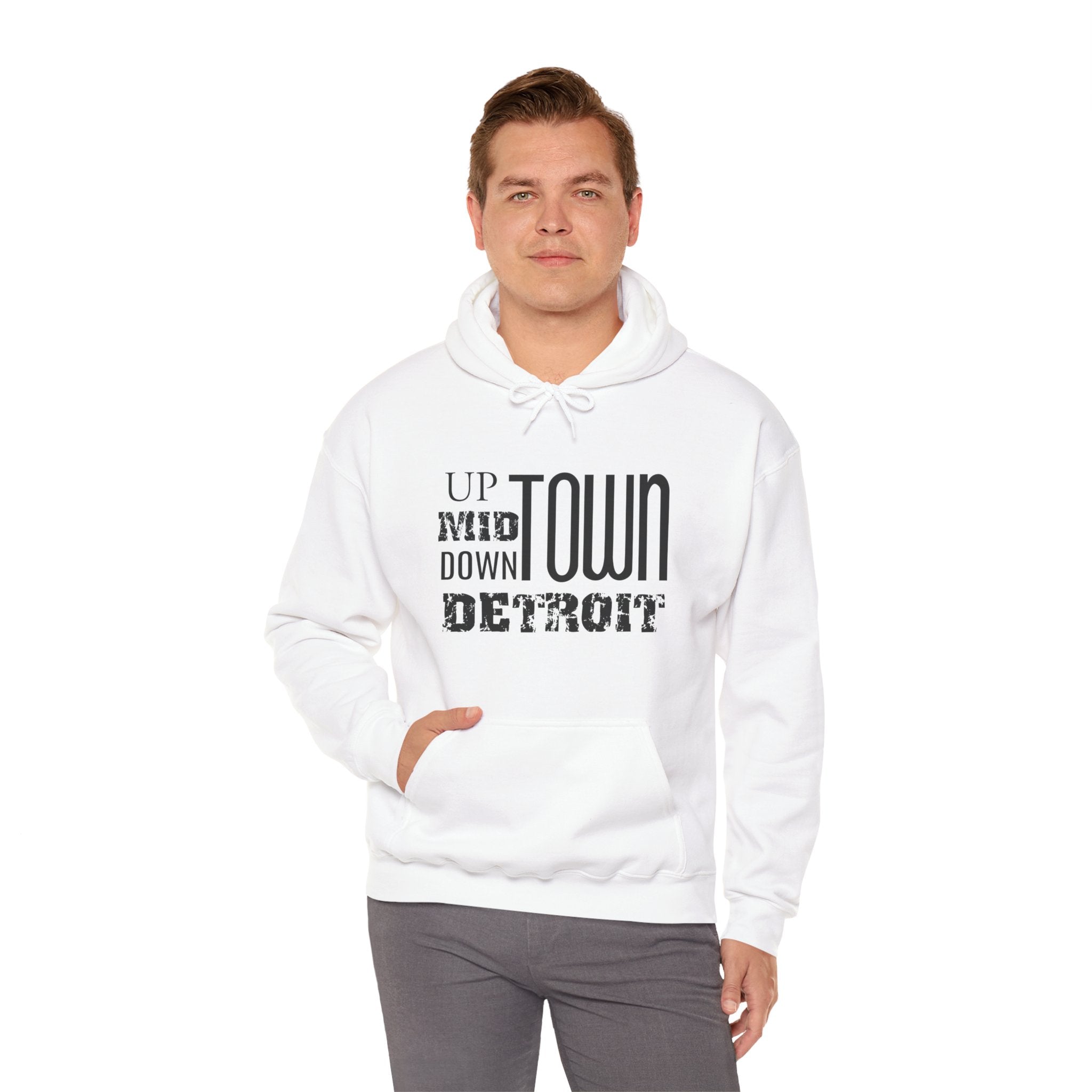 Up, Mid, Downtown Detroit Hoodie - Black Print