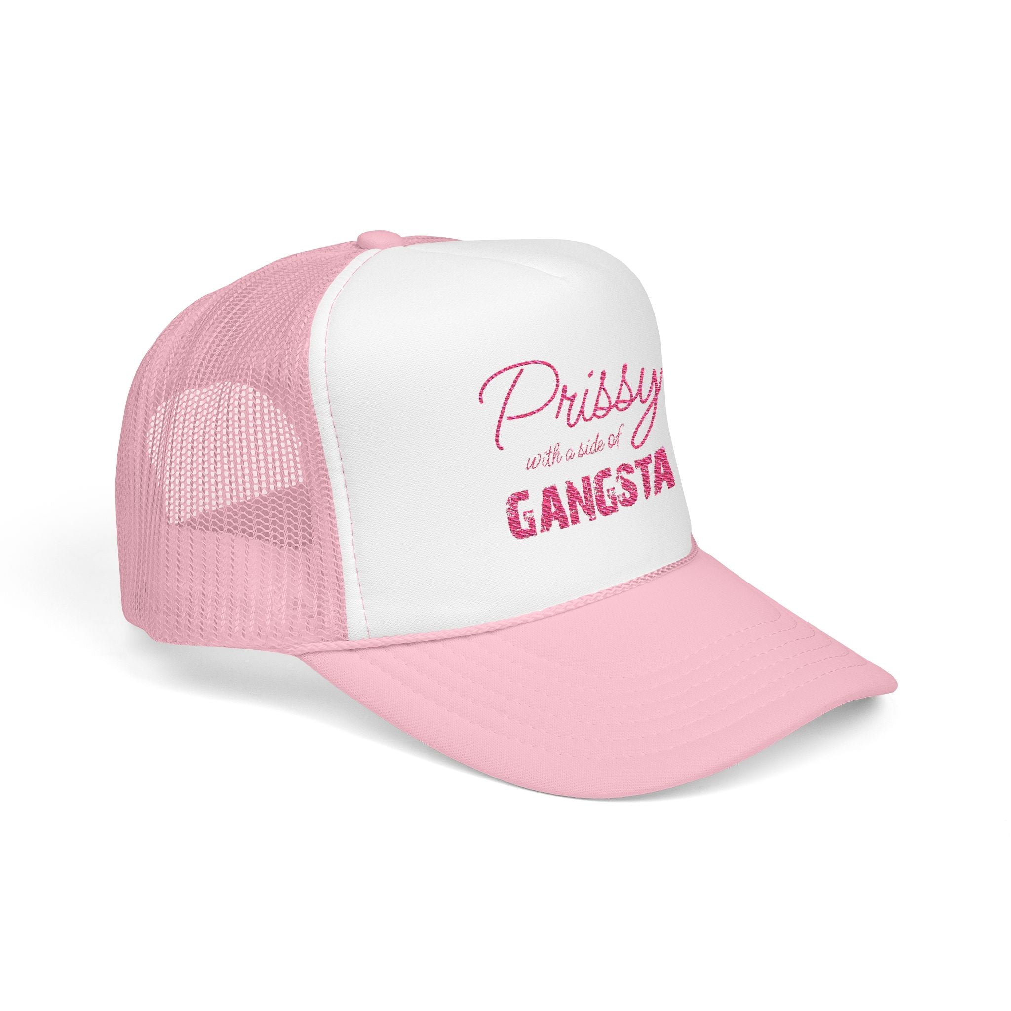 Prissy with a Side of Gangsta Mesh Cap - Pink Print - Tonyalicious Tees