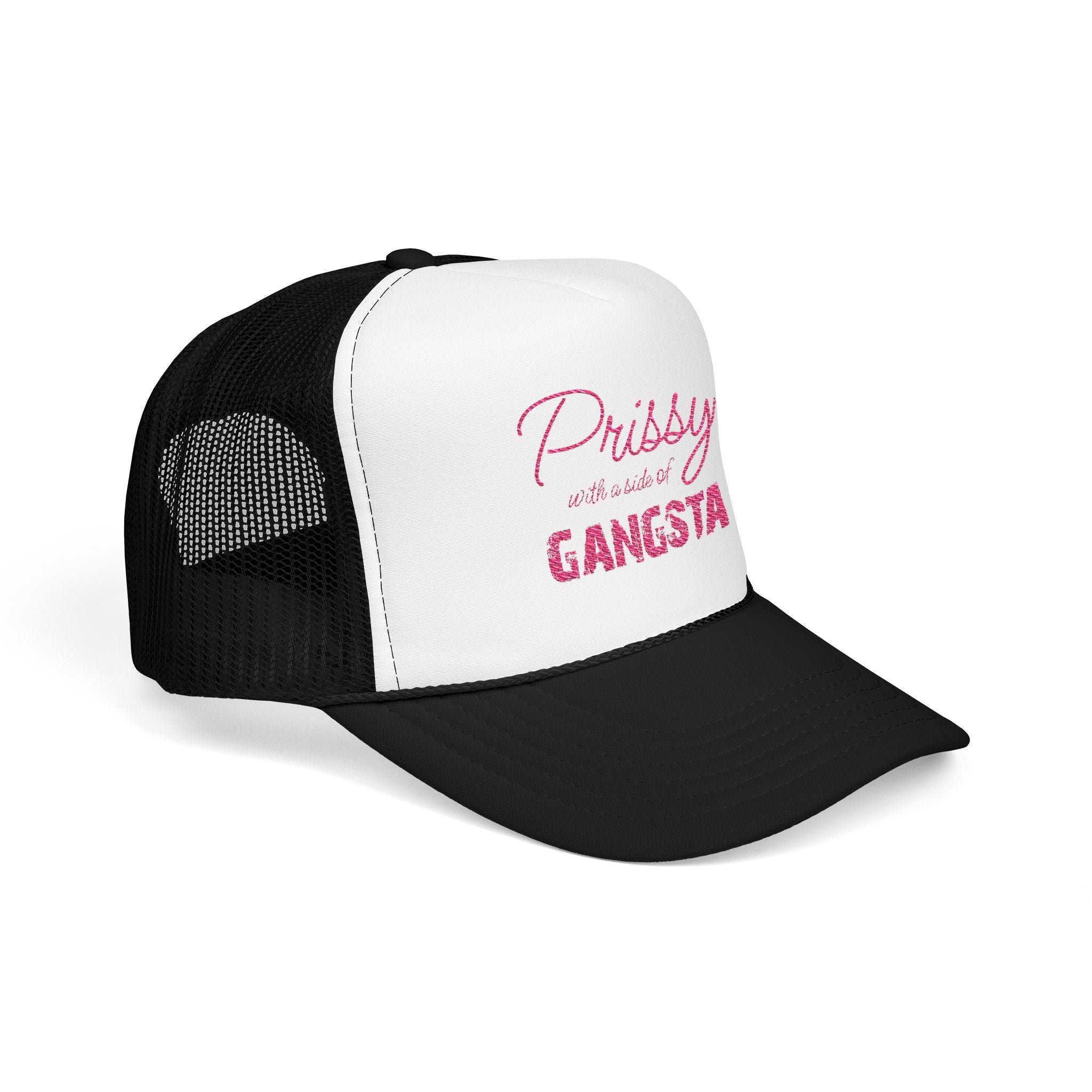 Prissy with a Side of Gangsta Mesh Cap - Pink Print - Tonyalicious Tees