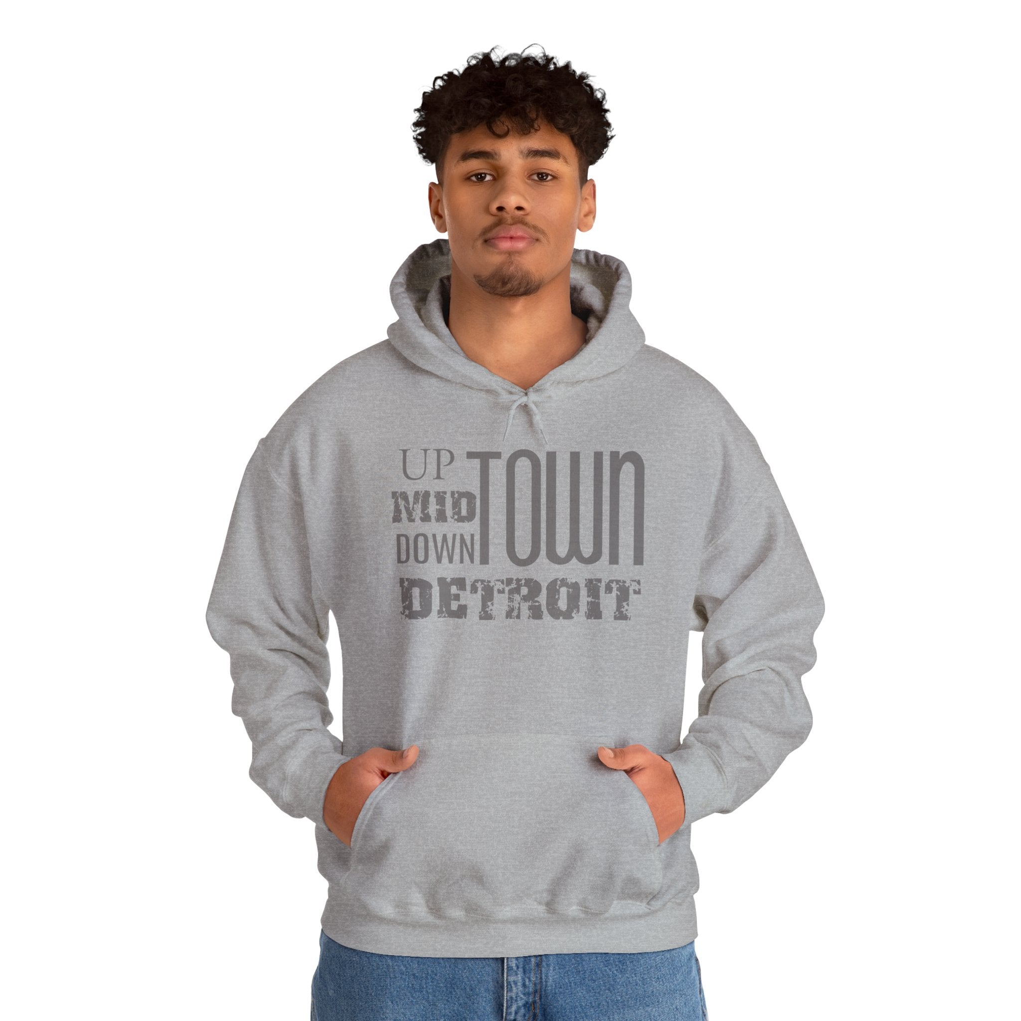 Up, Mid, Downtown Detroit Hoodie - Multicolor Print - Tonyalicious Tees