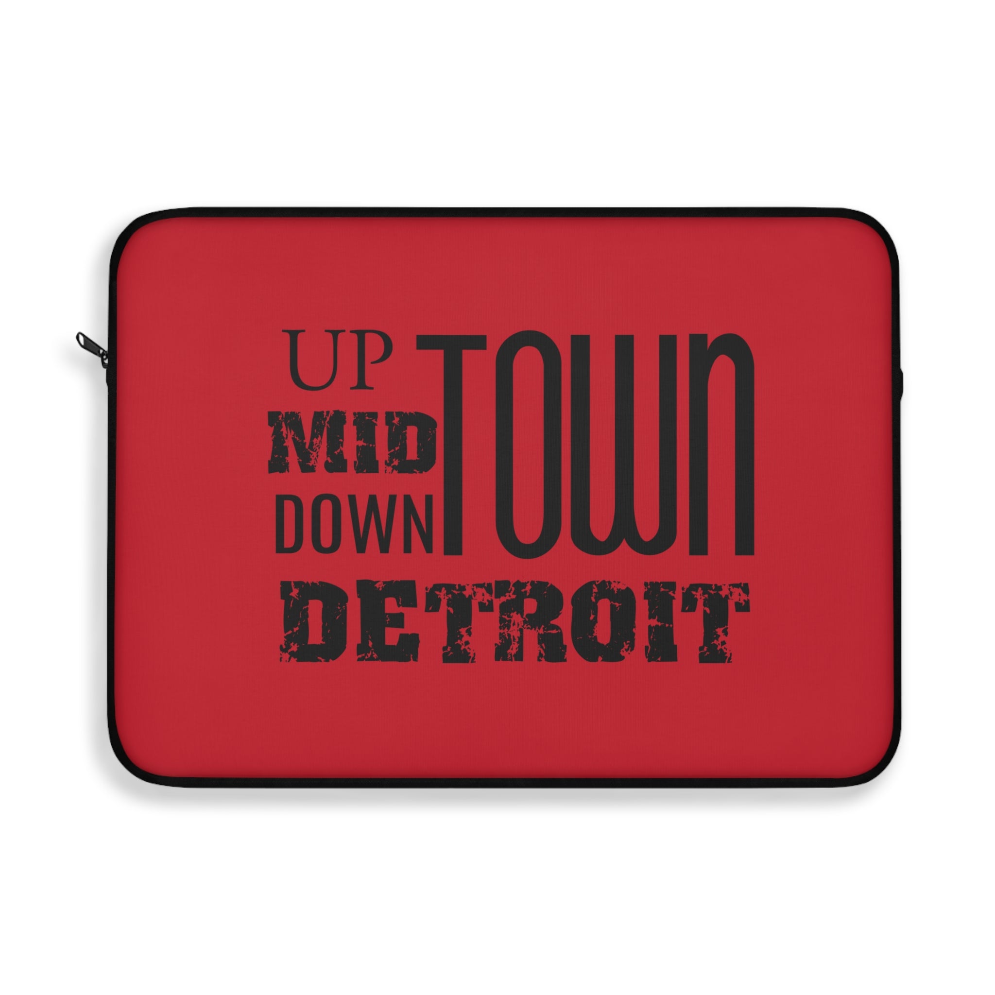 Up Mid Downtown Detroit Laptop Sleeve - Red - Tonyalicious Tees