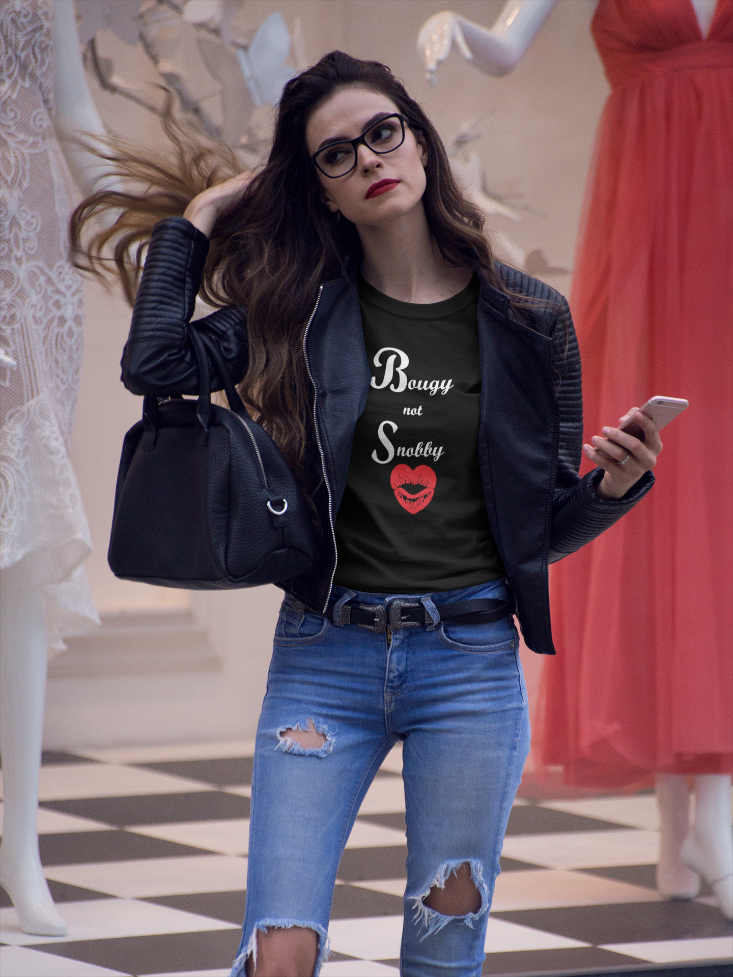 Bougy Not Snobby Tee - White Print - Tonyalicious Tees