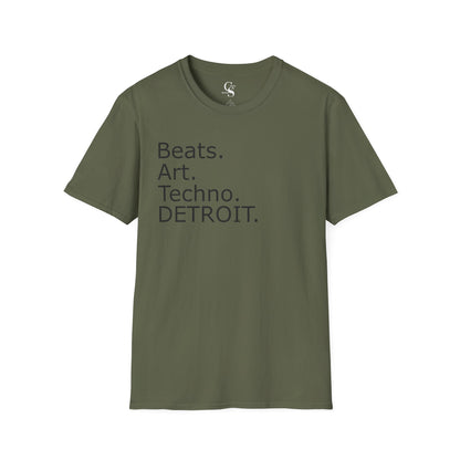 Beats. Art. Techno. Detroit Tee - Front and Back Print