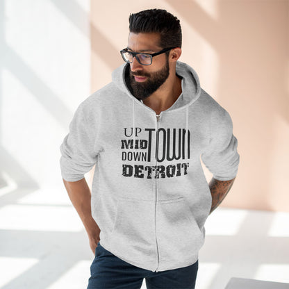 Up, Mid, Downtown Detroit Zip Up Hoodie