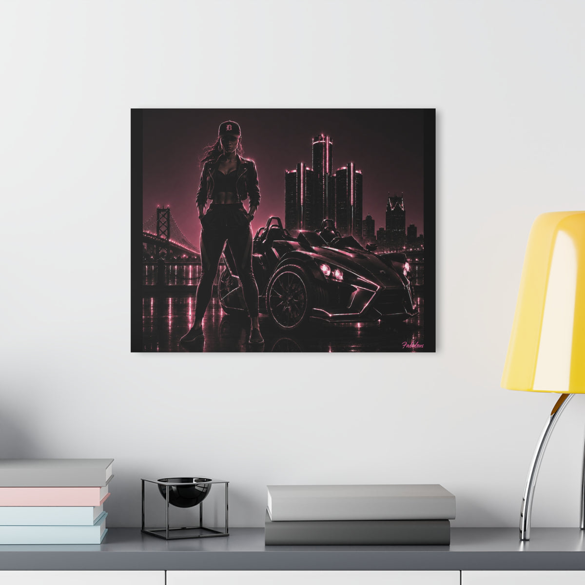 Detroit Fabulous Neon Nights Acrylic Art Series No. 3 - Three-Wheel Nights
