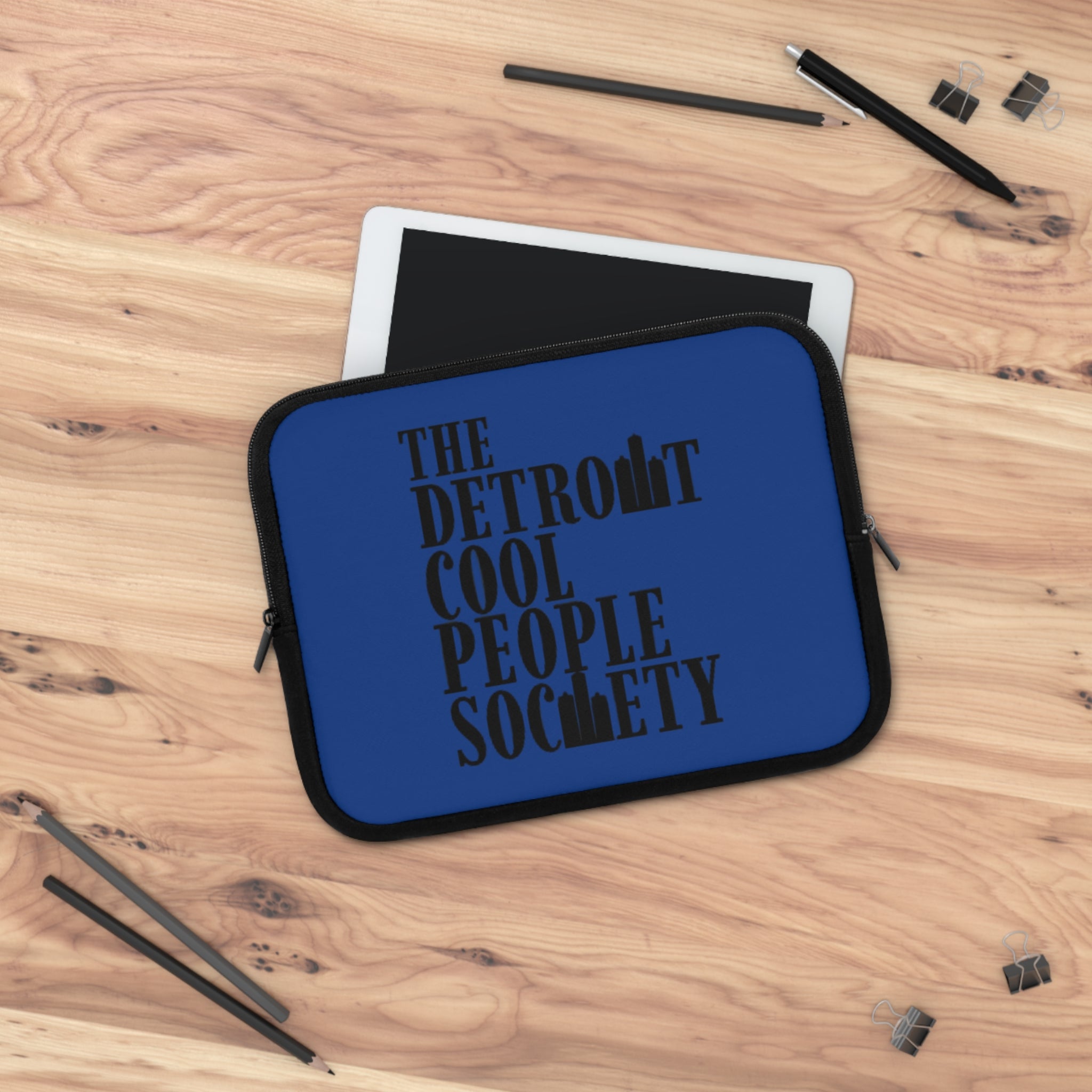 The Detroit Cool People Society Blue Laptop Sleeve