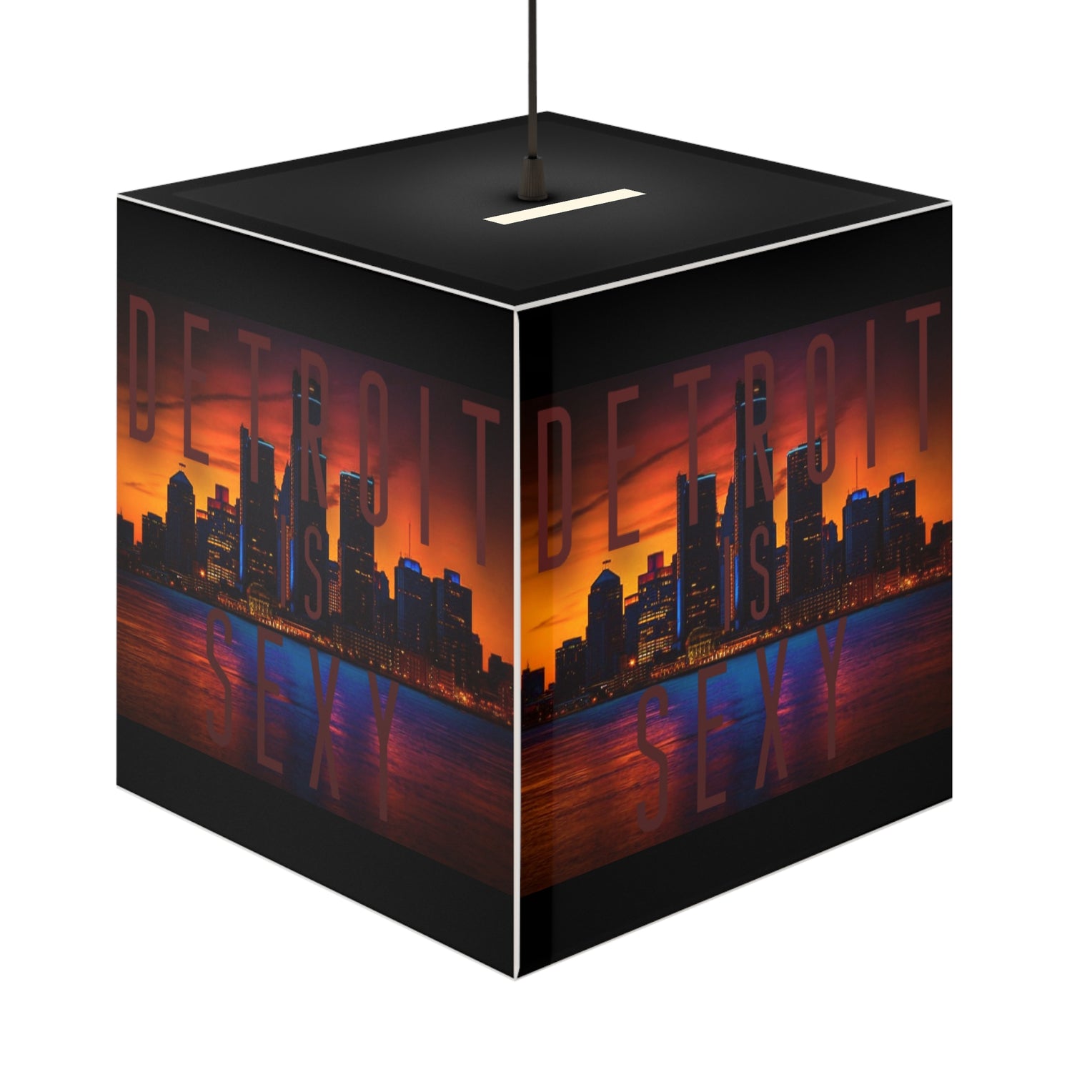Detroit Skyline Cityscape Cube Lamp - Tonyalicious Tees