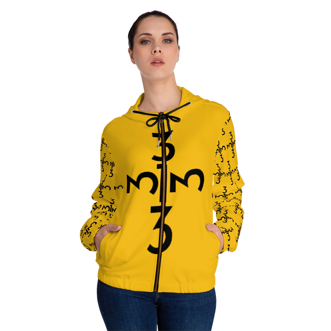 Twisted 313 Women’s Bold Black n Yellow Lightweight Zip Hoodie - Tonyalicious Tees
