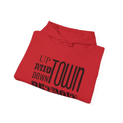 Up, Mid, Downtown Detroit Hoodie - Black Print - Tonyalicious Tees
