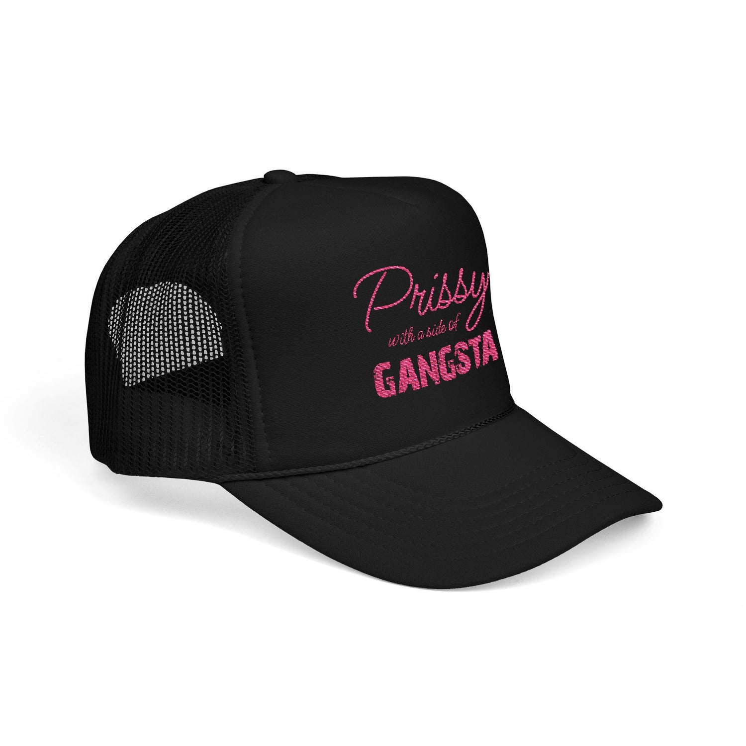 Prissy with a Side of Gangsta Mesh Cap - Pink Print - Tonyalicious Tees