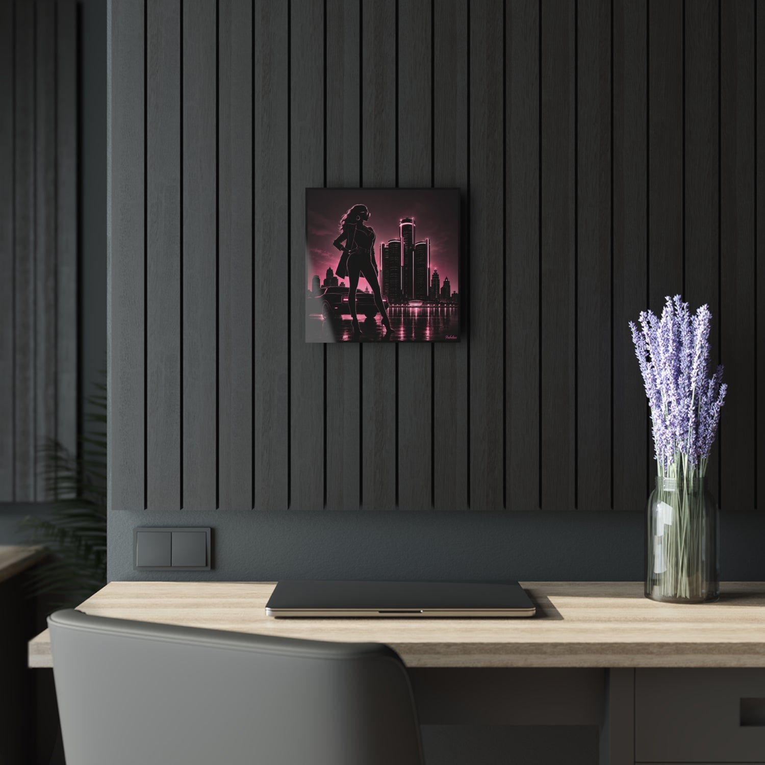 Detroit Fabulous Neon Nights Acrylic Art Series No. 3 - Motor City Muse