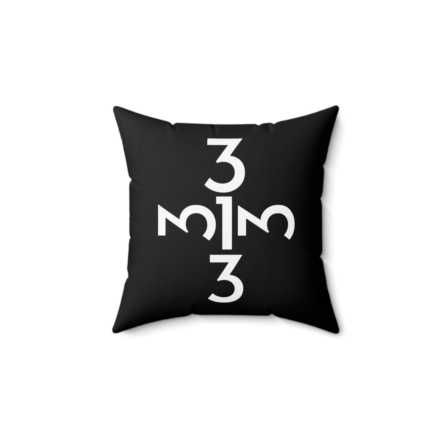 Twisted 313 Square Pillow — Black