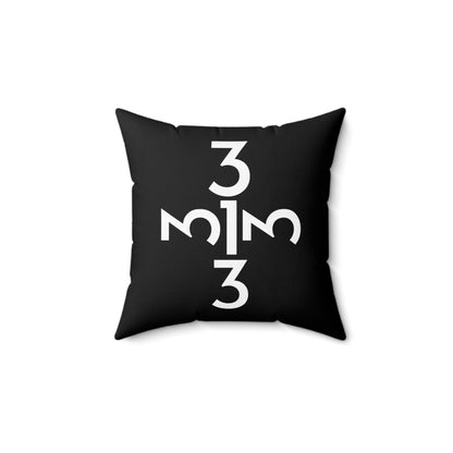 Twisted 313 Square Pillow — Black