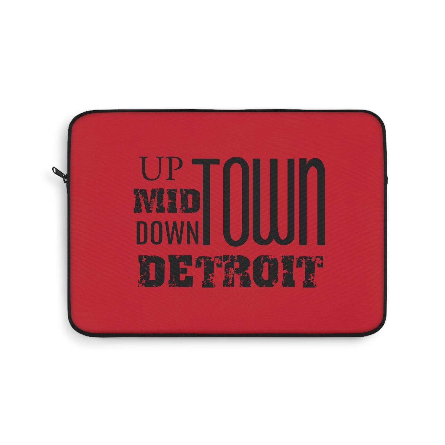Up Mid Downtown Detroit Laptop Sleeve - Red - Tonyalicious Tees
