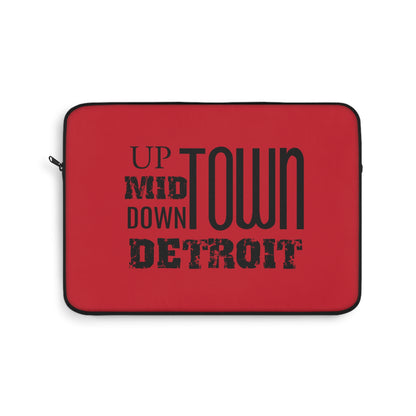 Up Mid Downtown Detroit Laptop Sleeve - Red - Tonyalicious Tees