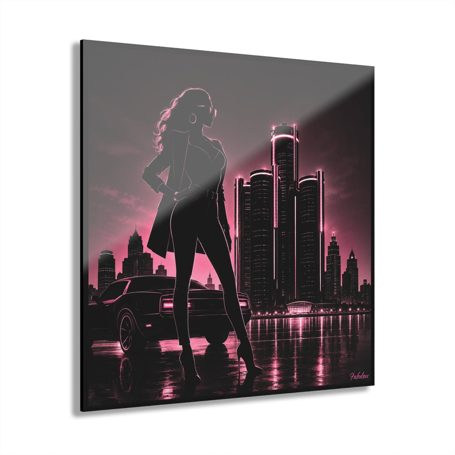 Detroit Fabulous Neon Nights Acrylic Art Series No. 3 - Motor City Muse