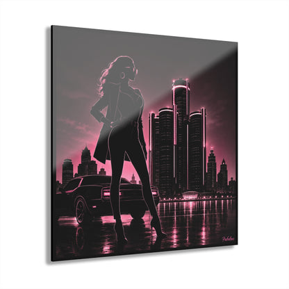 Detroit Fabulous Neon Nights Acrylic Art Series No. 3 - Motor City Muse