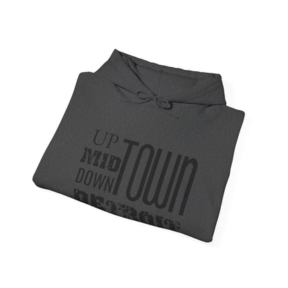 Up, Mid, Downtown Detroit Hoodie - Black Print - Tonyalicious Tees