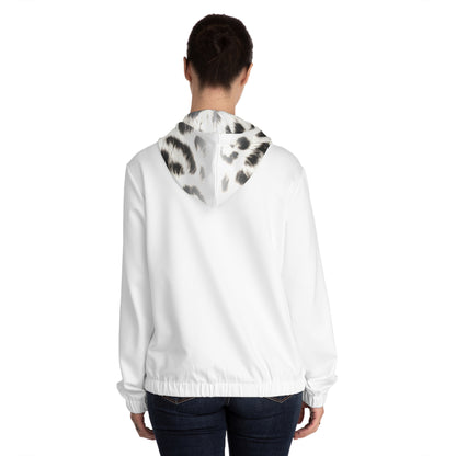 Snow Leopard Print Women’s Full-Zip Hoodie